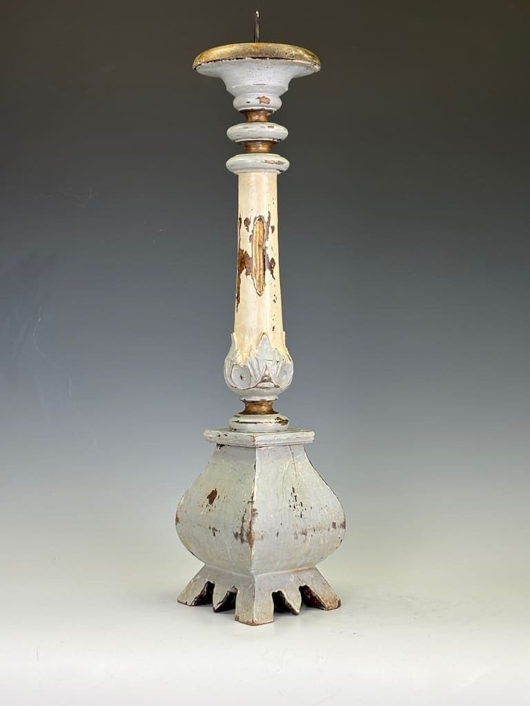 A Swedish Carved Wooden Candlestick, Circa 1870