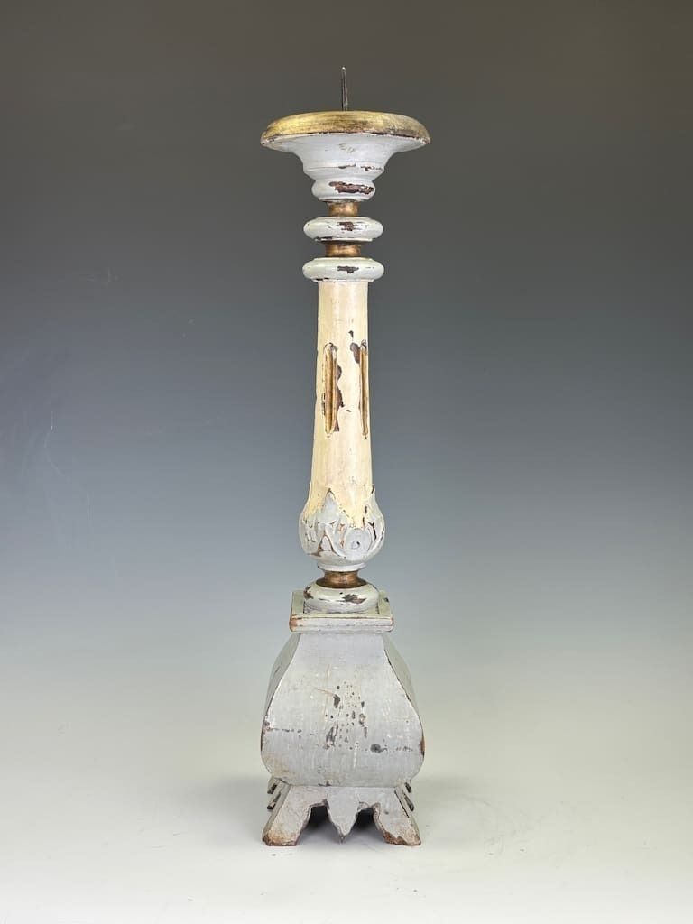 A Swedish Carved Wooden Candlestick, Circa 1870 photo vinterior