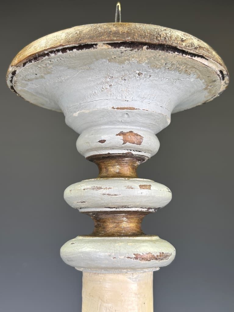 photo for sale A Swedish Carved Wooden Candlestick, Circa 1870