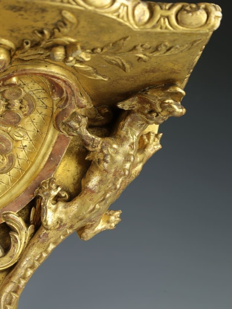 Exquisite Renaissance Revival Giltwood Griffin Bracket Shelf photo for sale