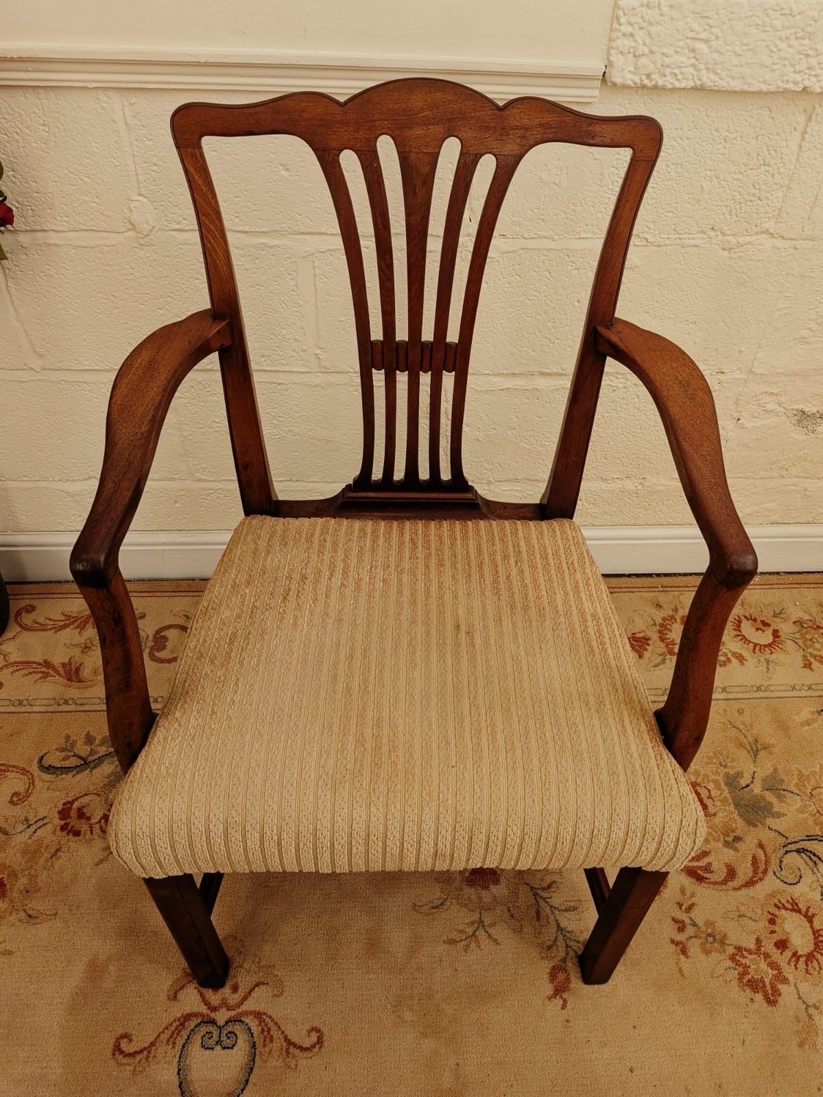 19th Century Mahogany Upholstered Armchair