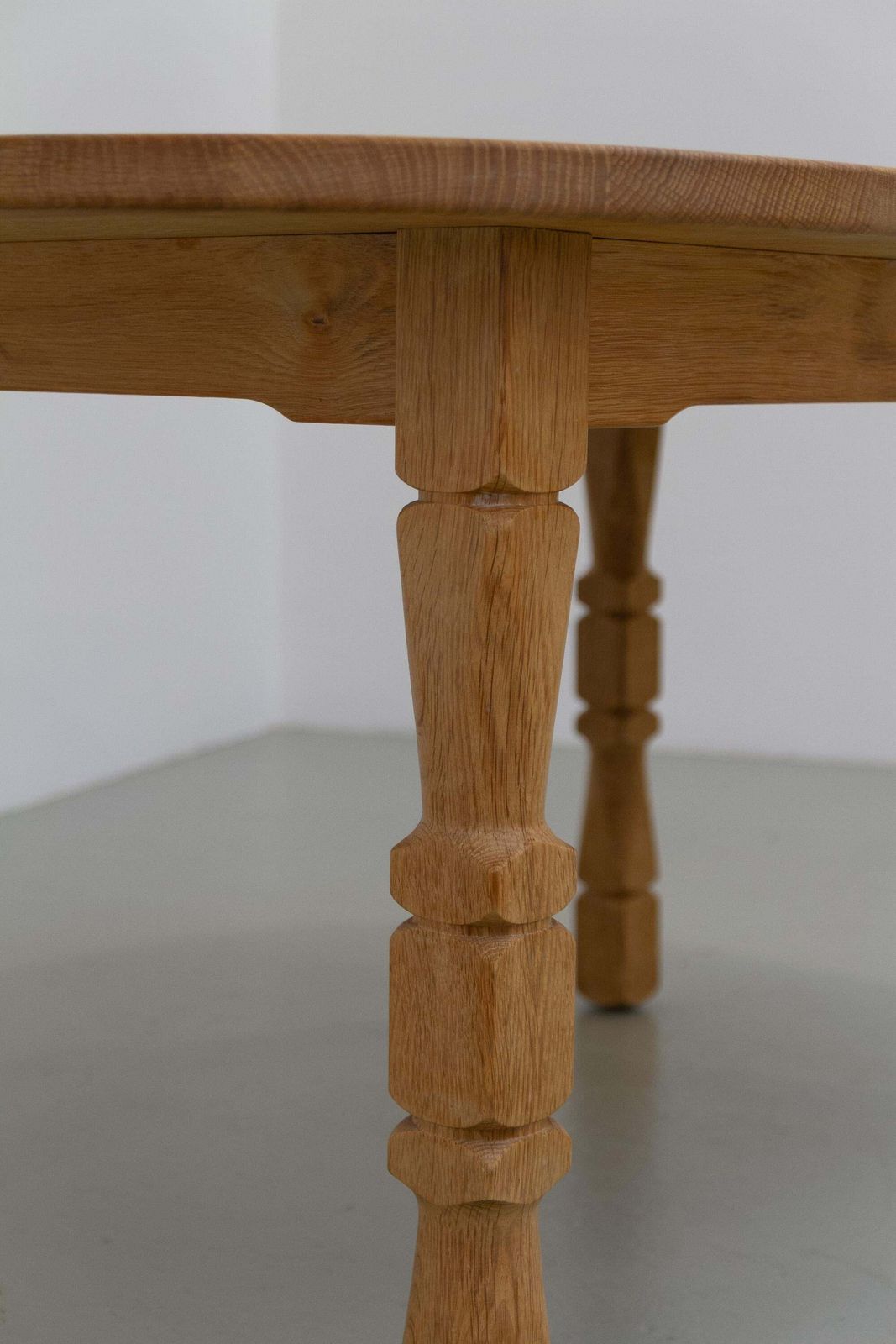 photo furniture Danish Brutalist Oak Extendable Dining Table By Henning Kjærnulf, 1970s.