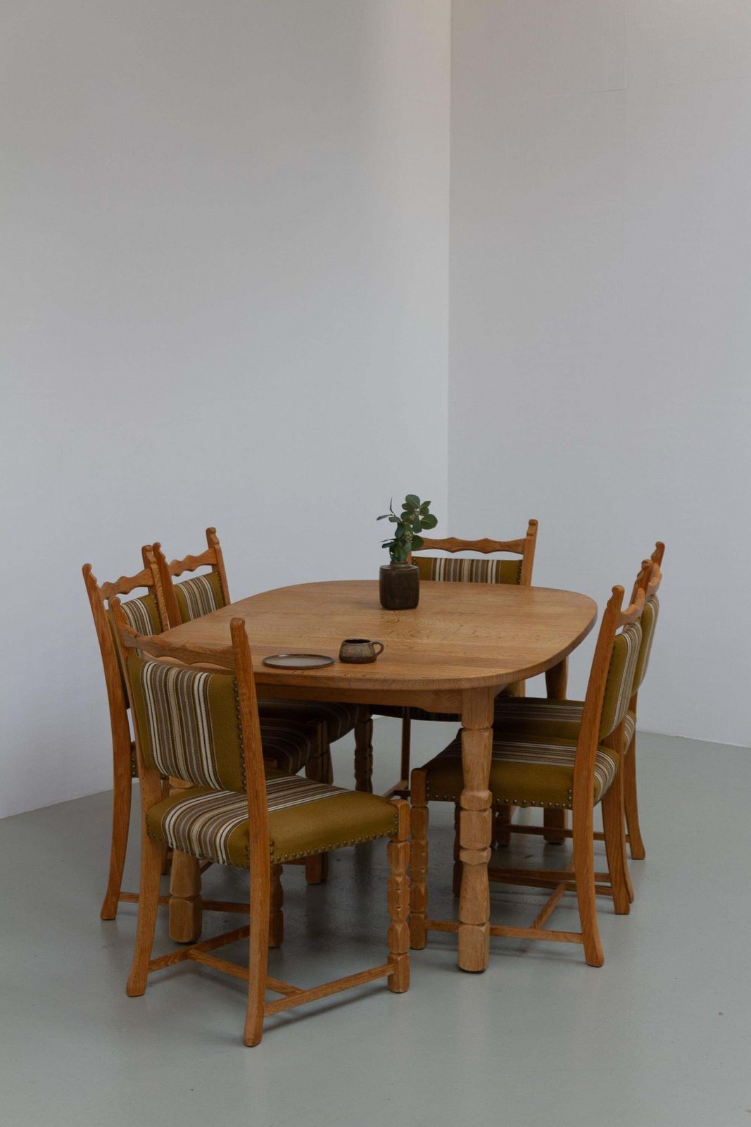 Danish Brutalist Oak Dining Chairs By Henning Kjærnulf, 1970s. Set Of 6. photo furniture