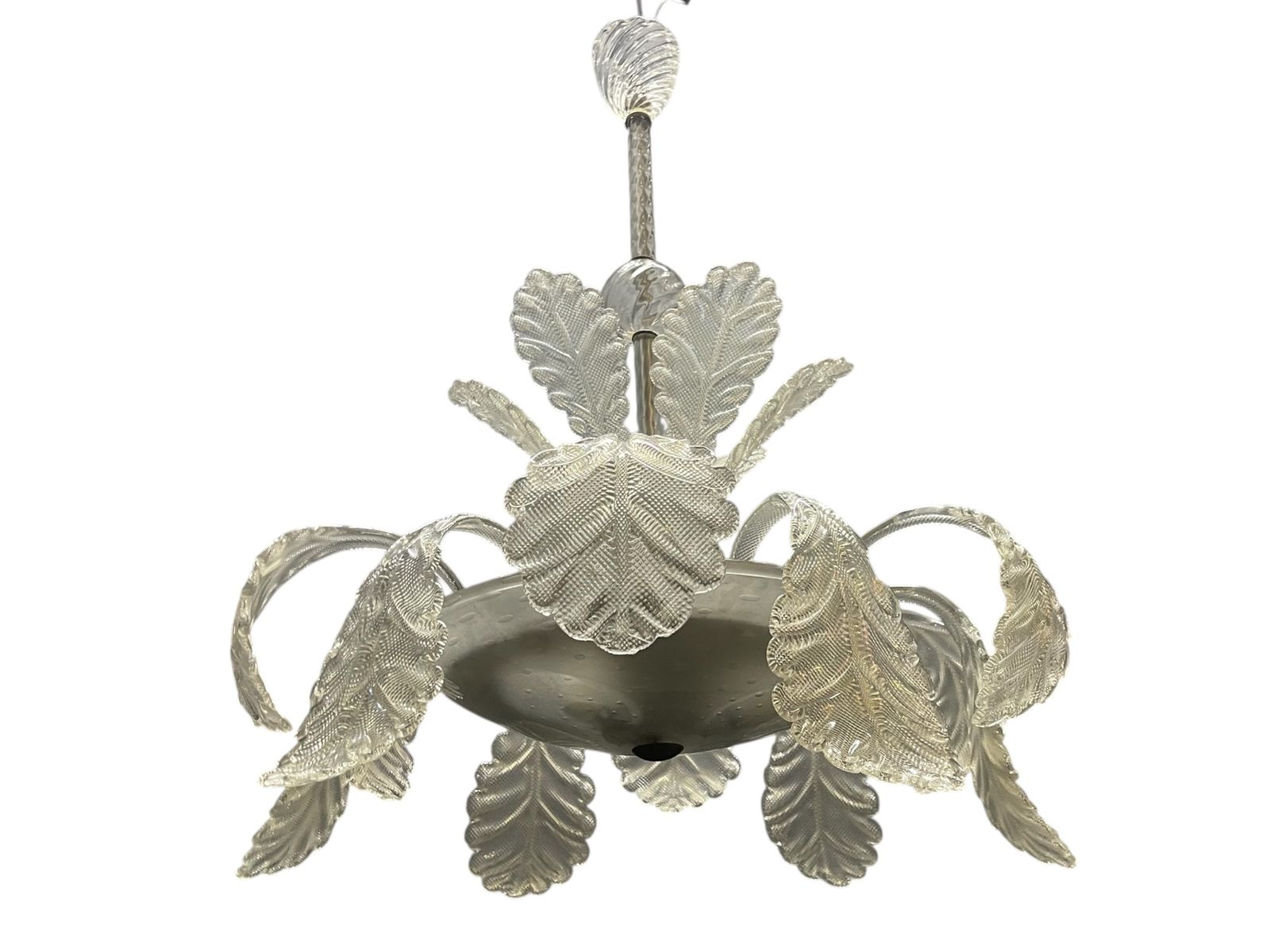 Large Murano Glass Leaf Chandelier By Barovier & Toso, Italy, 1950s