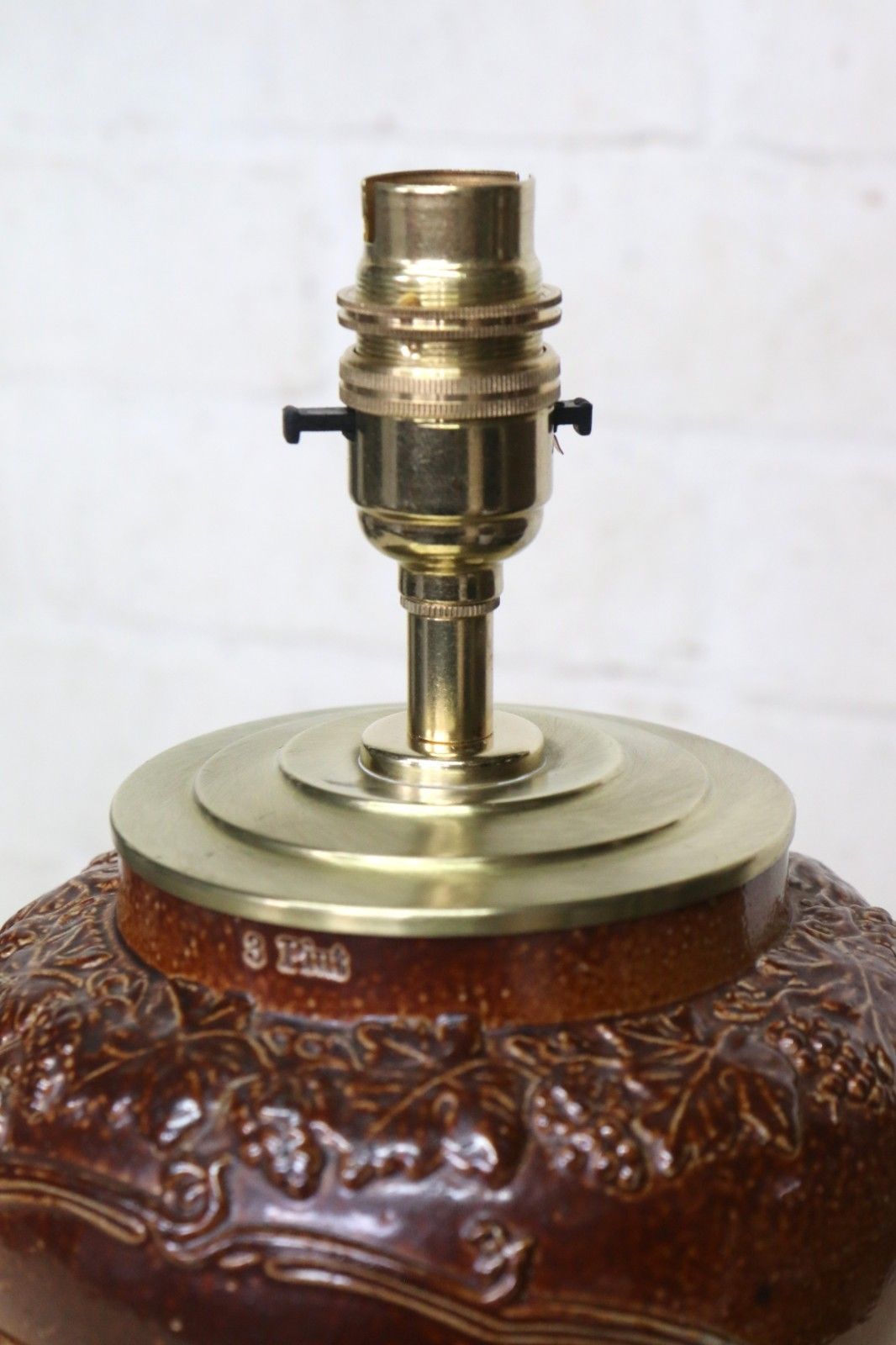 photo for sale Table Lamp Antique Salt Glazed Lamp Port Dundas Glasgow Pottery Tobacco Jar 19th