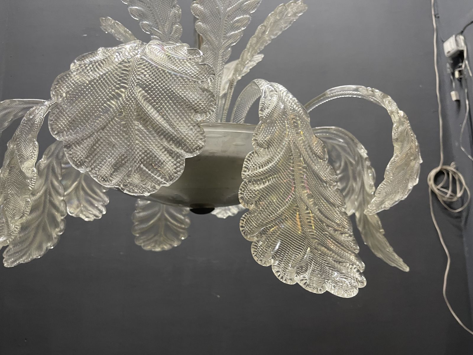 Large Murano Glass Leaf Chandelier By Barovier & Toso, Italy, 1950s photo buy