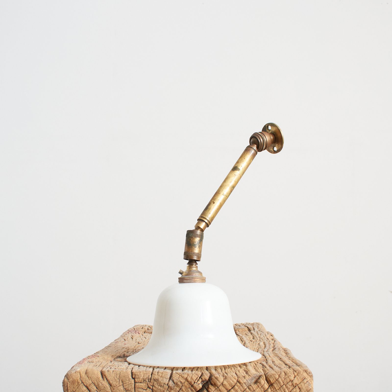 French Antique Brass Adjustable Coolie Wall Light photo vintage