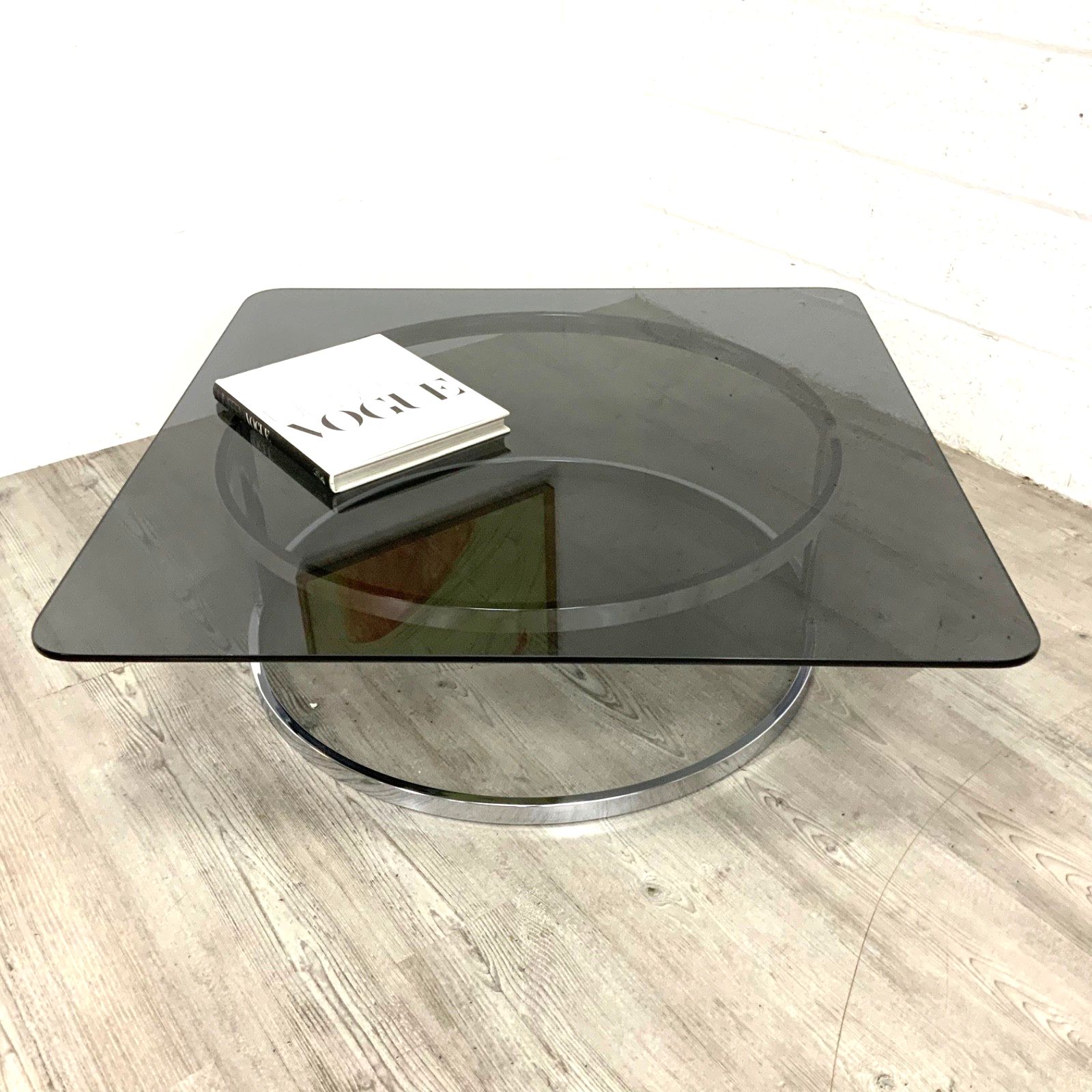 An Original Italian Chrome And Smoked Glass Coffee Table 1970s photo furniture