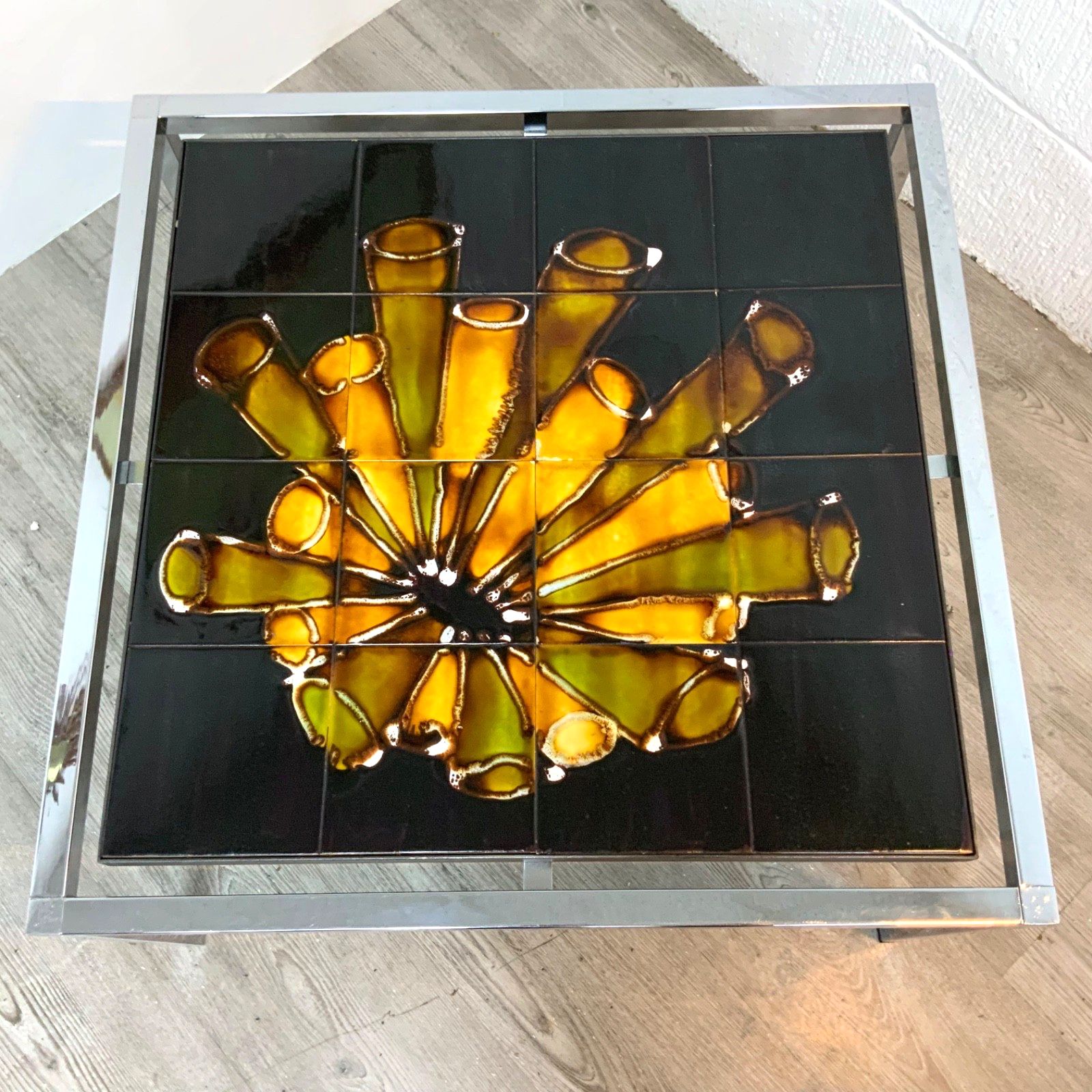 Vintage Belgian 70’s Tiled Coffee Table Designed By Juliette Belarti For Adri photo Furniture