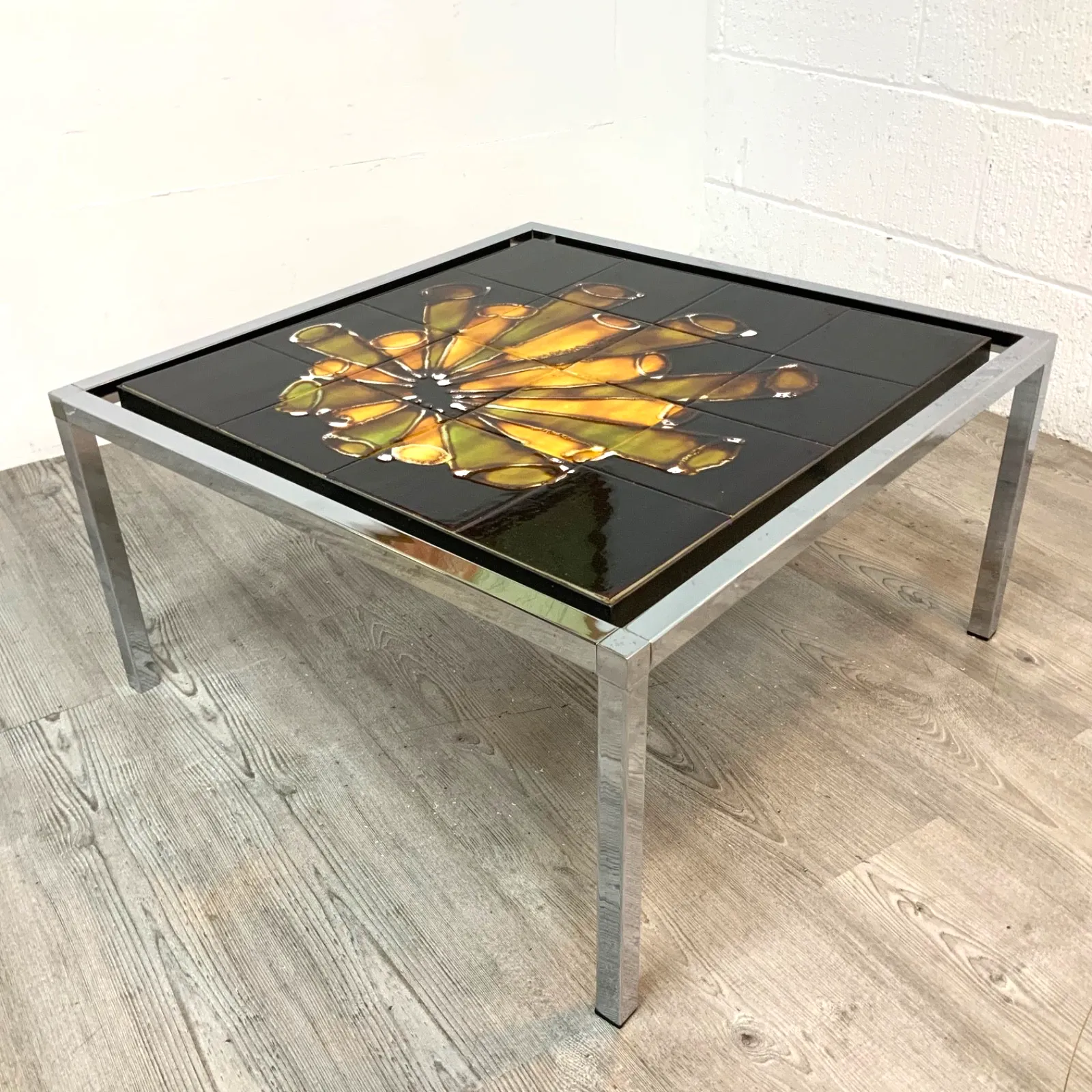 Vintage Belgian 70’s Tiled Coffee Table Designed By Juliette Belarti For Adri photo vinterior