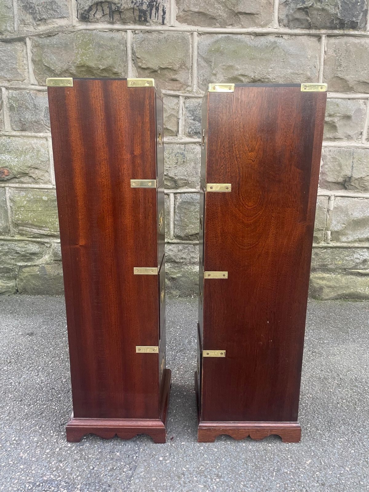 Pair Brass Bound Mahogany Military Style Chest Draws photo furniture