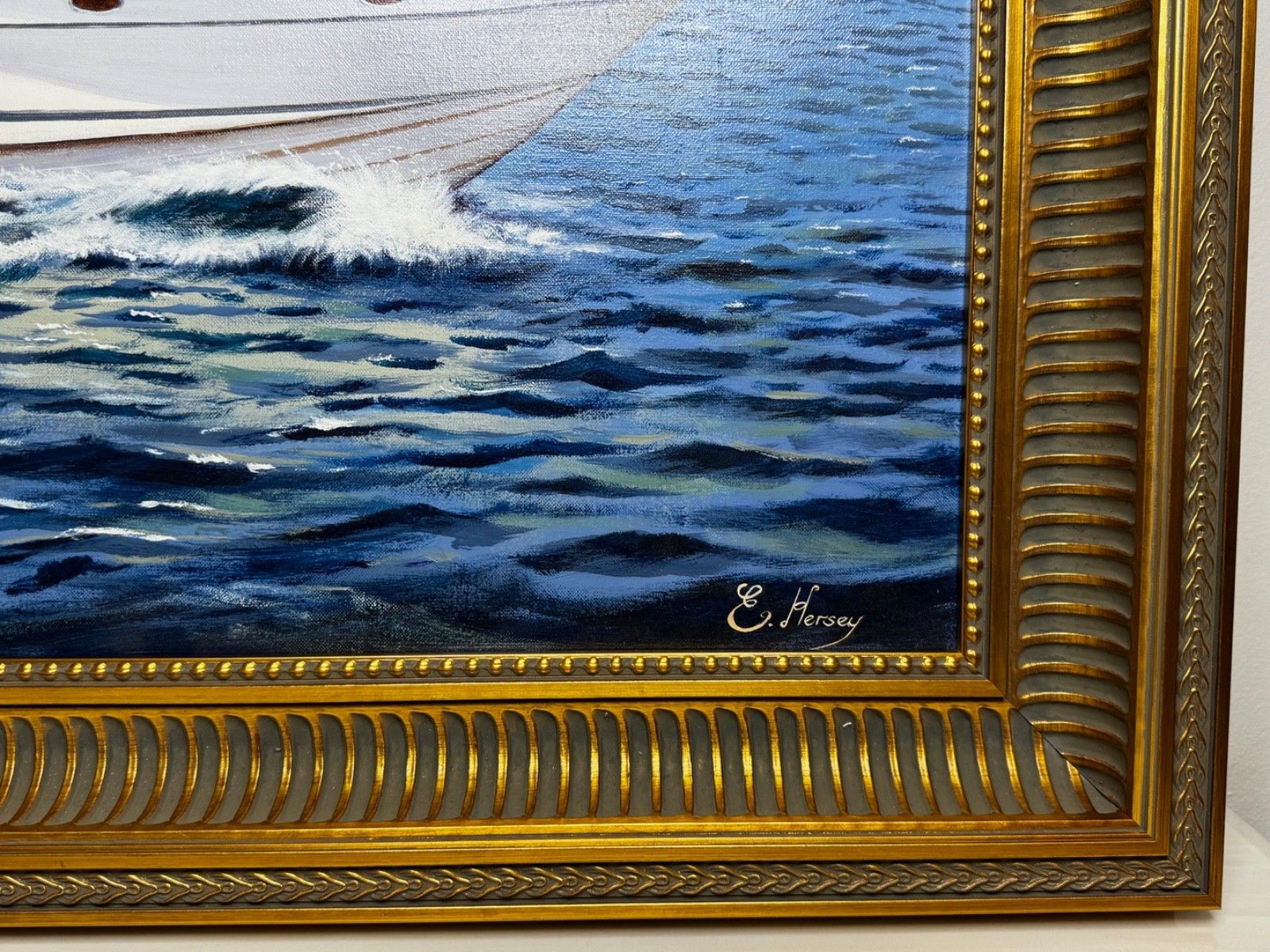 Oil Painting Lake Windermere Ascendancy — Fairline Squadron 50 Yacht By Edward Hersey photo buy