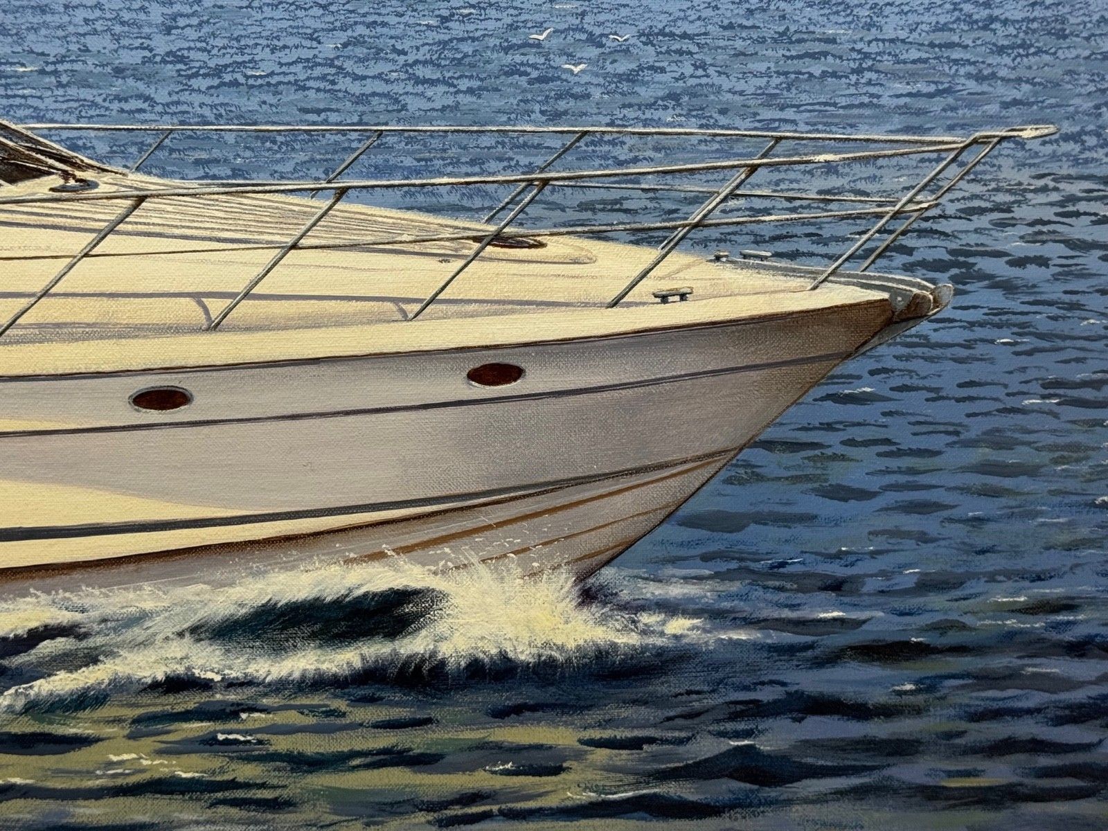 photo vinterior Oil Painting Lake Windermere Ascendancy — Fairline Squadron 50 Yacht By Edward Hersey