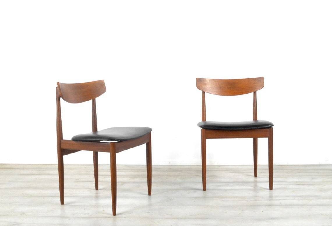 photo for sale Set Of 4 Vintage Midcentury Afromosia And Leatherette Chairs By Kofod Larsen For G Plan