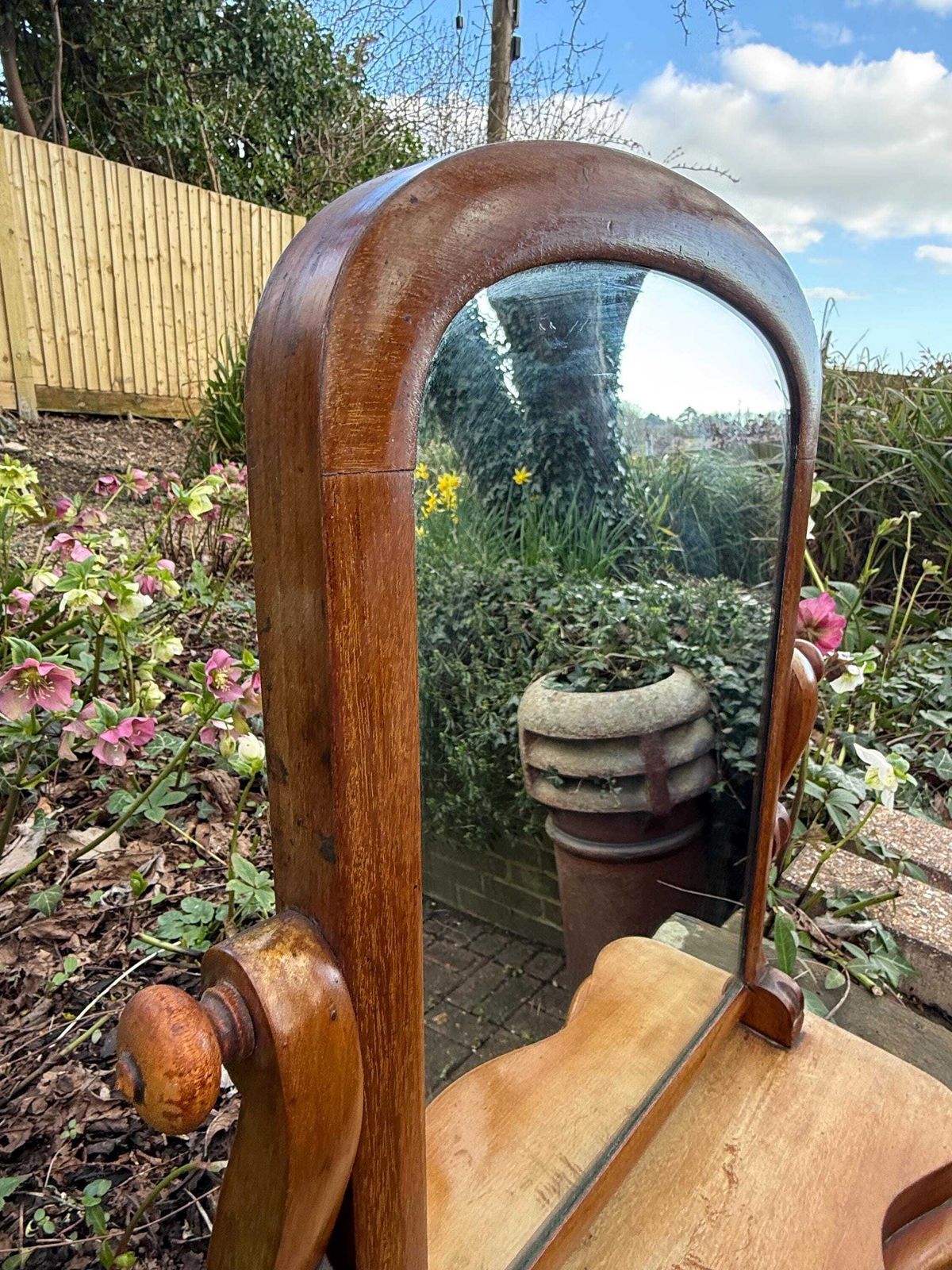 Antique Edwardian Solid Wood Dressing Table Swing Mirror Circa 1910 photo 180.0
