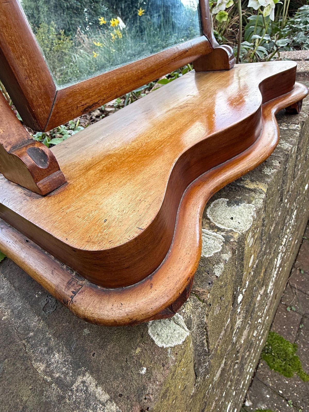 Antique Edwardian Solid Wood Dressing Table Swing Mirror Circa 1910 photo vintage