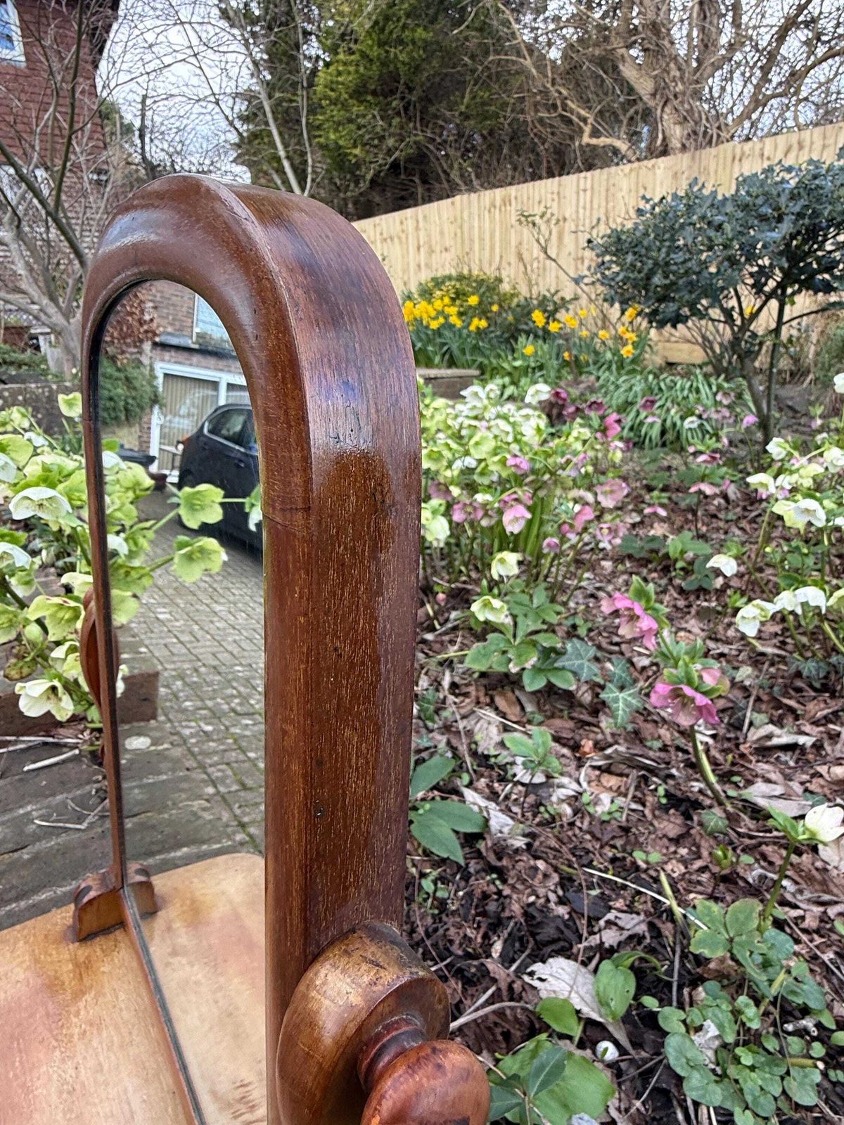 photo for sale Antique Edwardian Solid Wood Dressing Table Swing Mirror Circa 1910