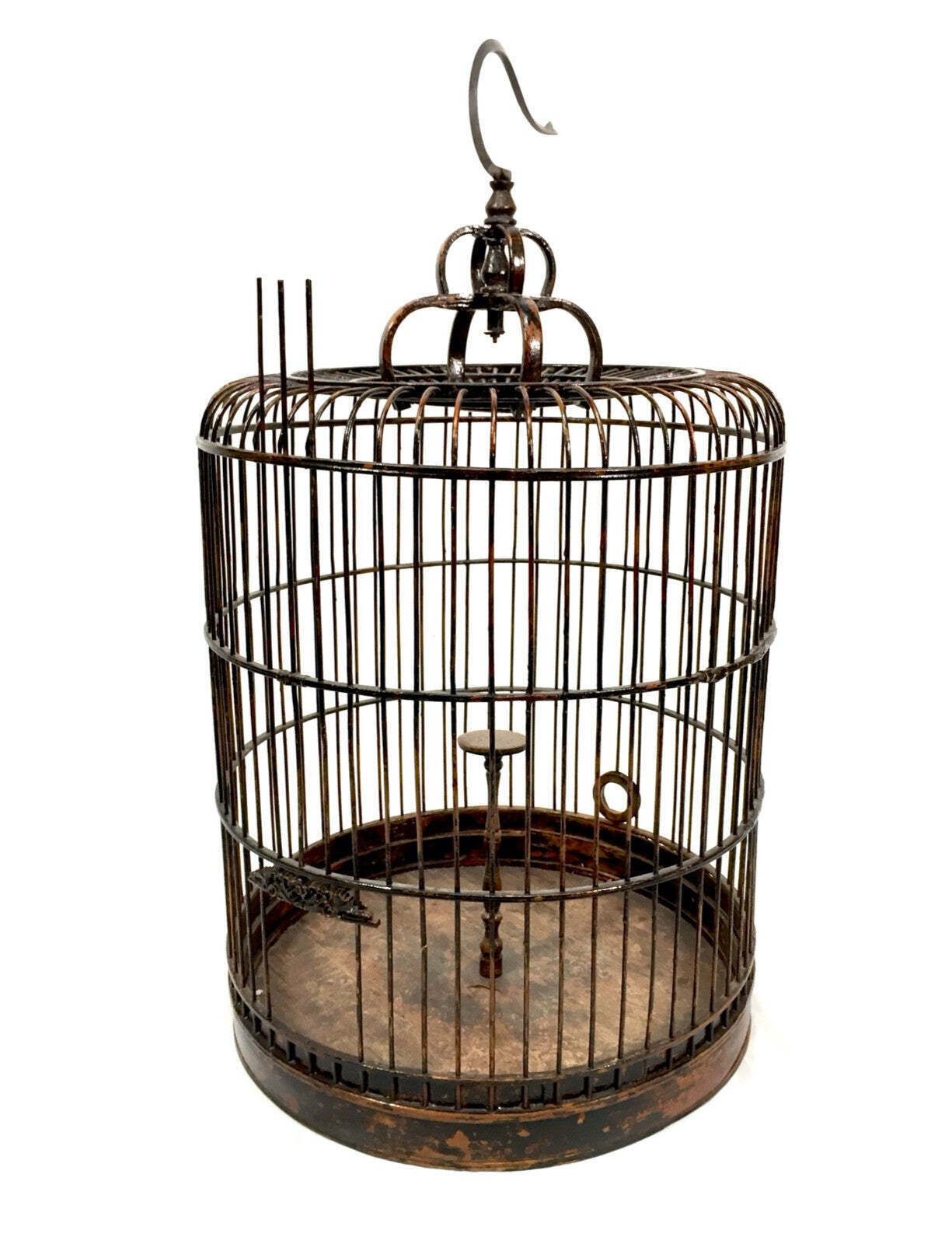 349.0 Antique 20th Century Oriental Bird Cage / Birdcage House / Tabletop / Hanging photo