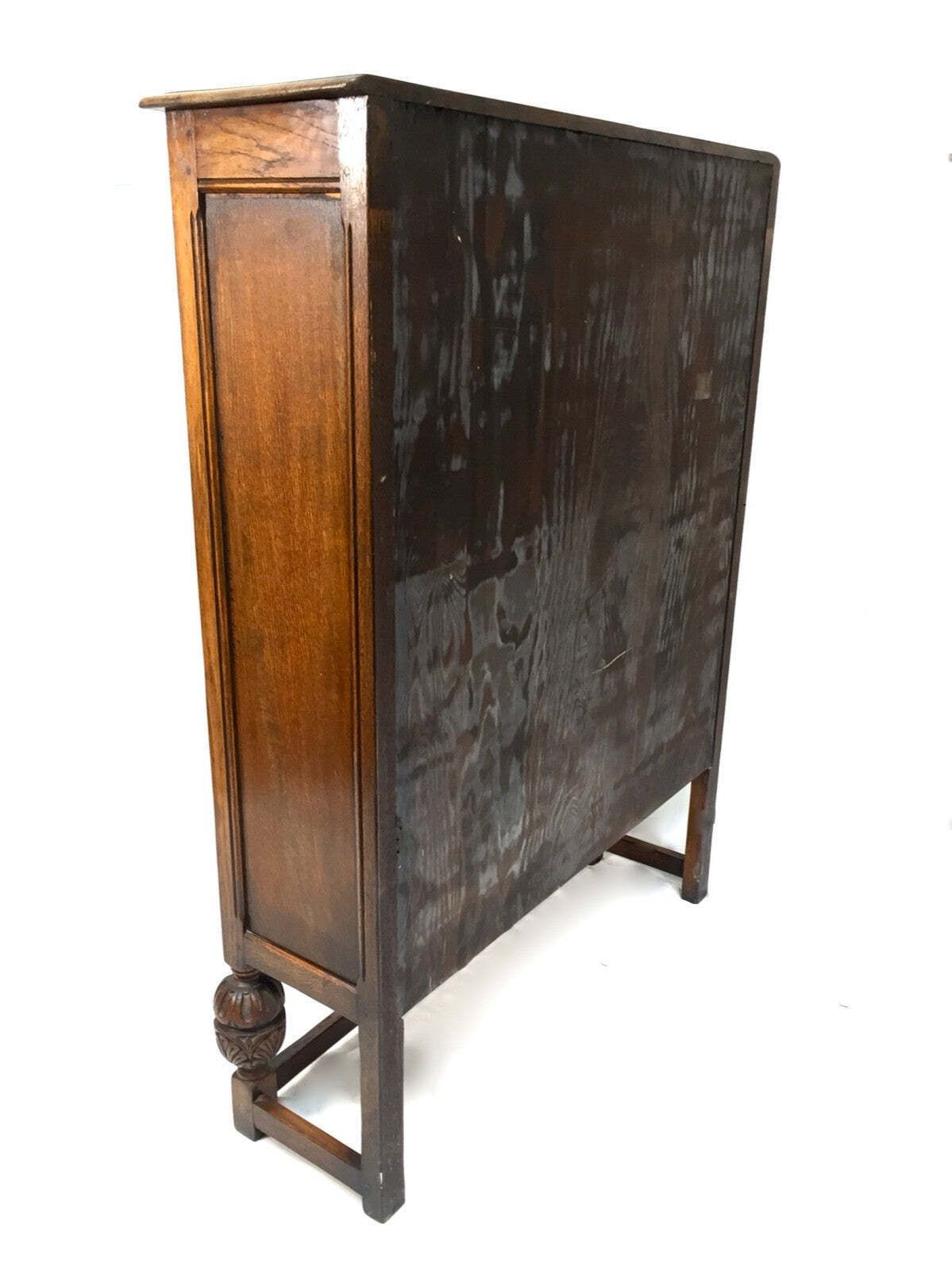 photo for sale Vintage Oak Wooden Display Bookcase Cabinet & Glazed Doors Sideboard Old Charm