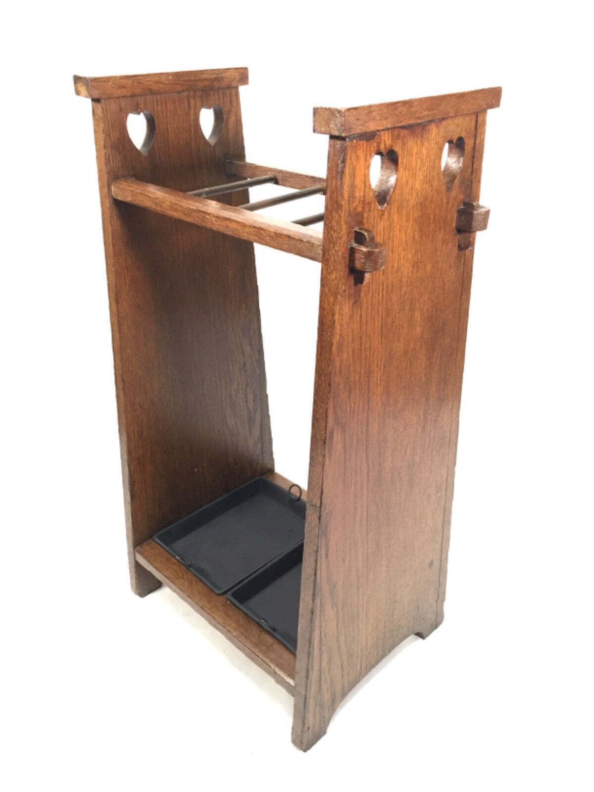 Antique Entrance Hall Arts & Crafts Oak Wooden Stick / Umbrella Stand C.1930