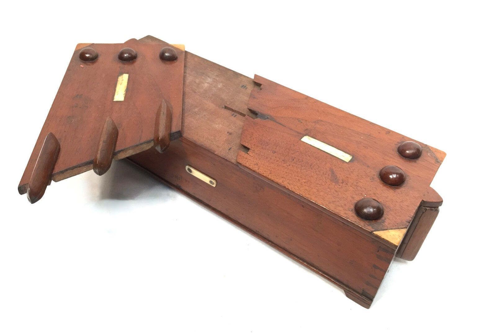 Antique Wooden 19th Century Secret Puzzle Box / Money Storage Chest C.1895 photo vintage