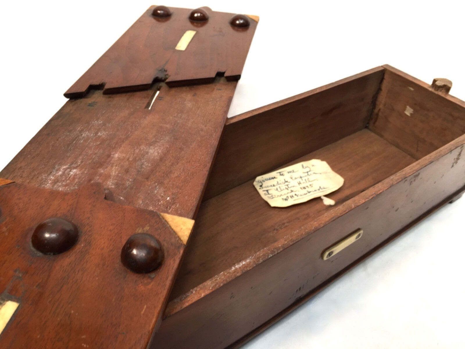 Home Decor Antique Wooden 19th Century Secret Puzzle Box / Money Storage Chest C.1895 photo