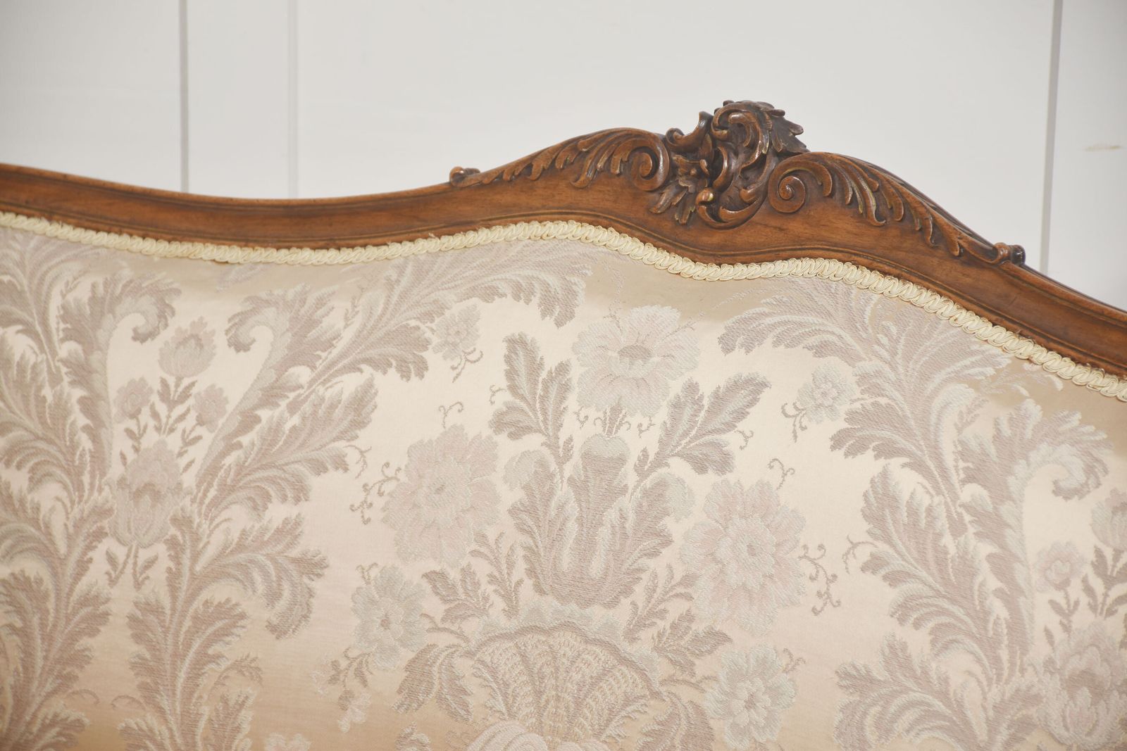 Louis XV Style Carved Walnut Settee With Damask Upholstery photo Furniture