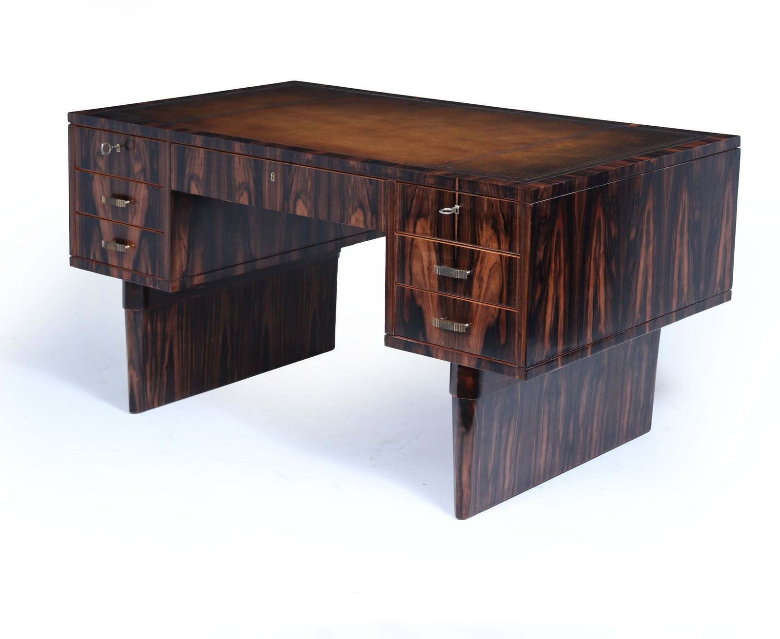 Italian Art Deco Macassar Ebony Desk With Leather Top C1950 photo 6500.0
