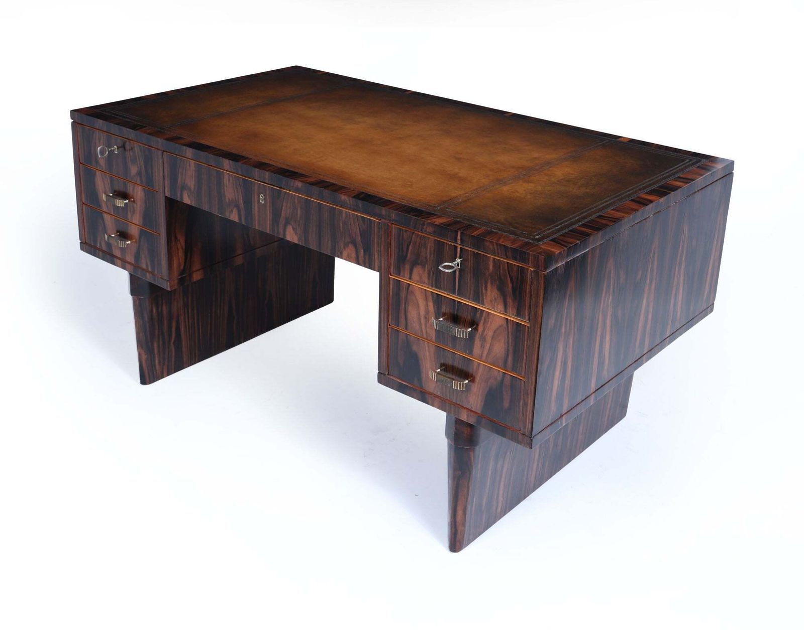 Italian Art Deco Macassar Ebony Desk With Leather Top C1950 photo buy