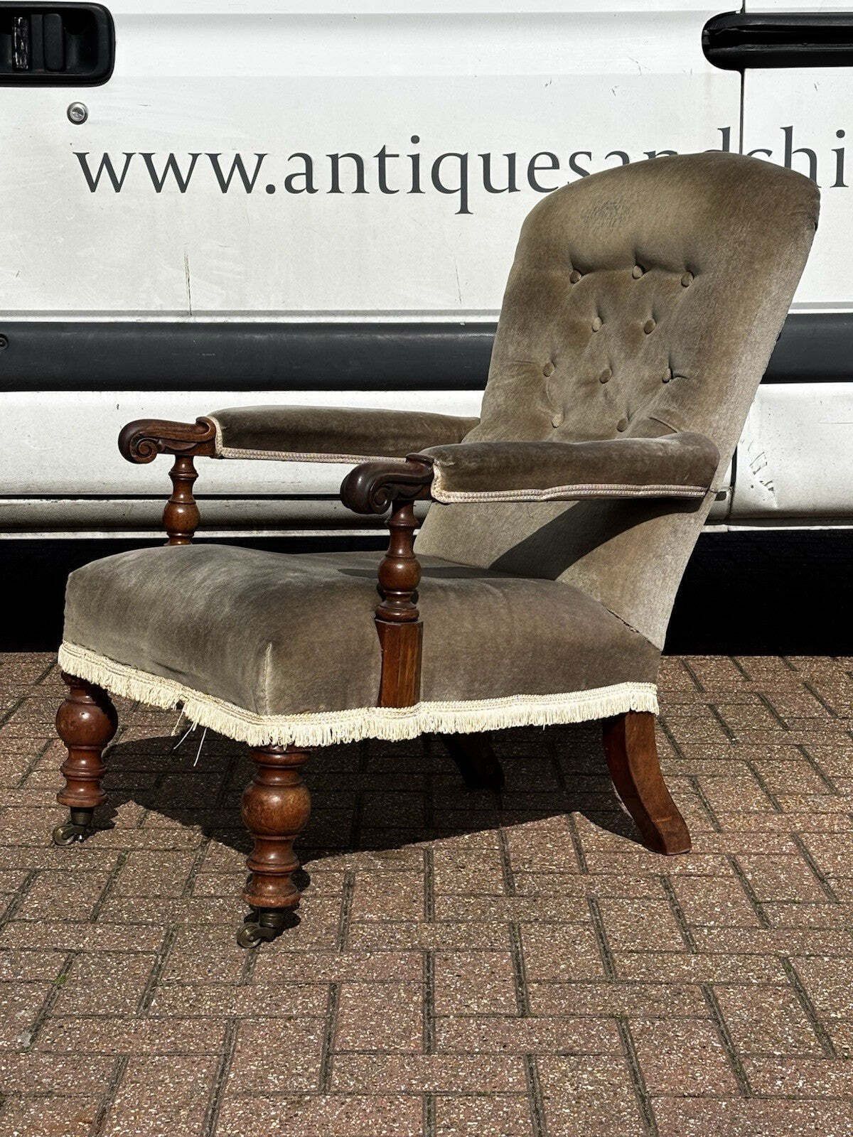 William IV Library Armchair With Mahogany Frame, On Brass Castors. photo furniture