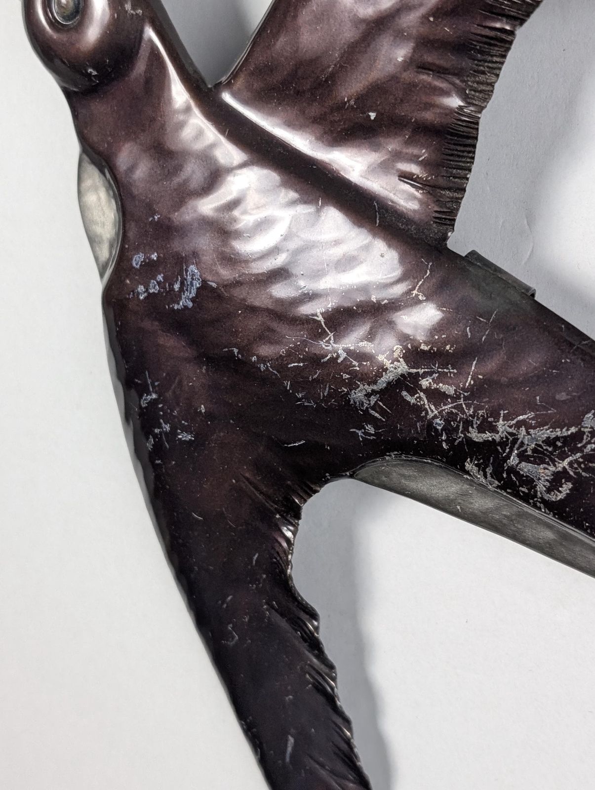434.0 Pair Of Metal Swallow Wall Sculptures, Signed, 1970s photo