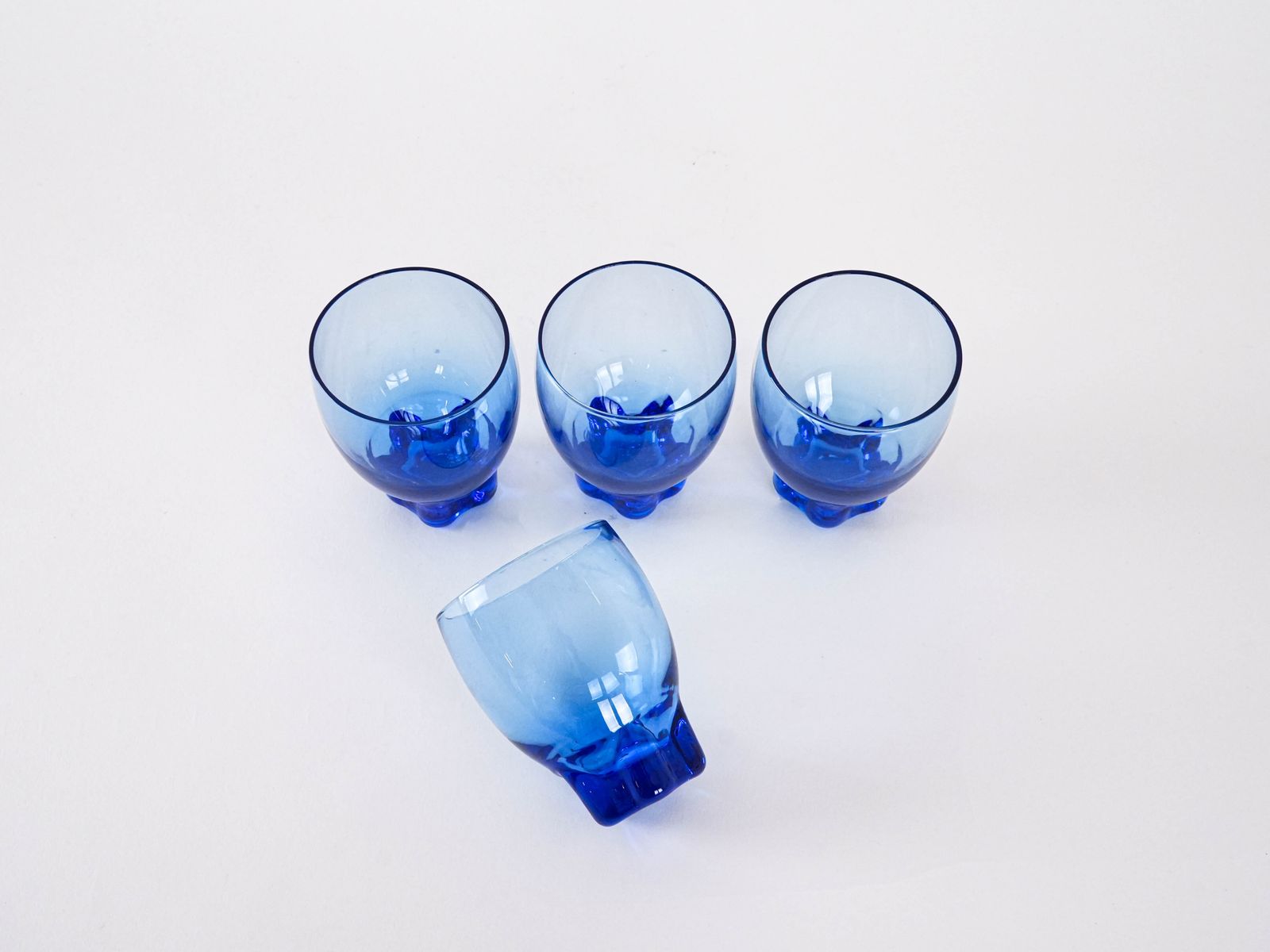 Set Of Cobalt Glasses, Danish Design, 1970s, Manufactured In Denmark photo vinterior