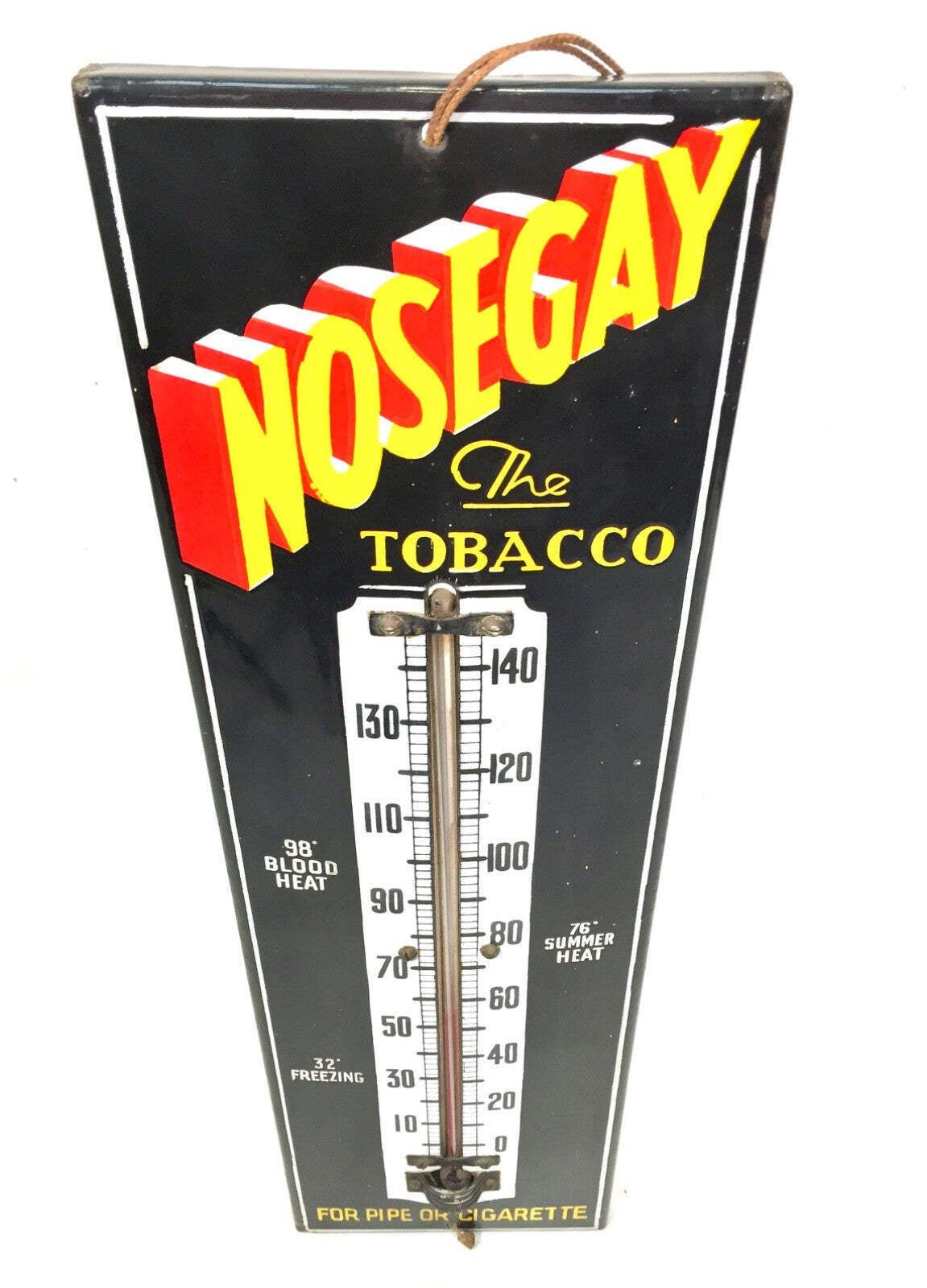 Antique Advertising Nosegay Tobacco Wall Hanging Thermometer Plaque Enamel Sign photo vintage