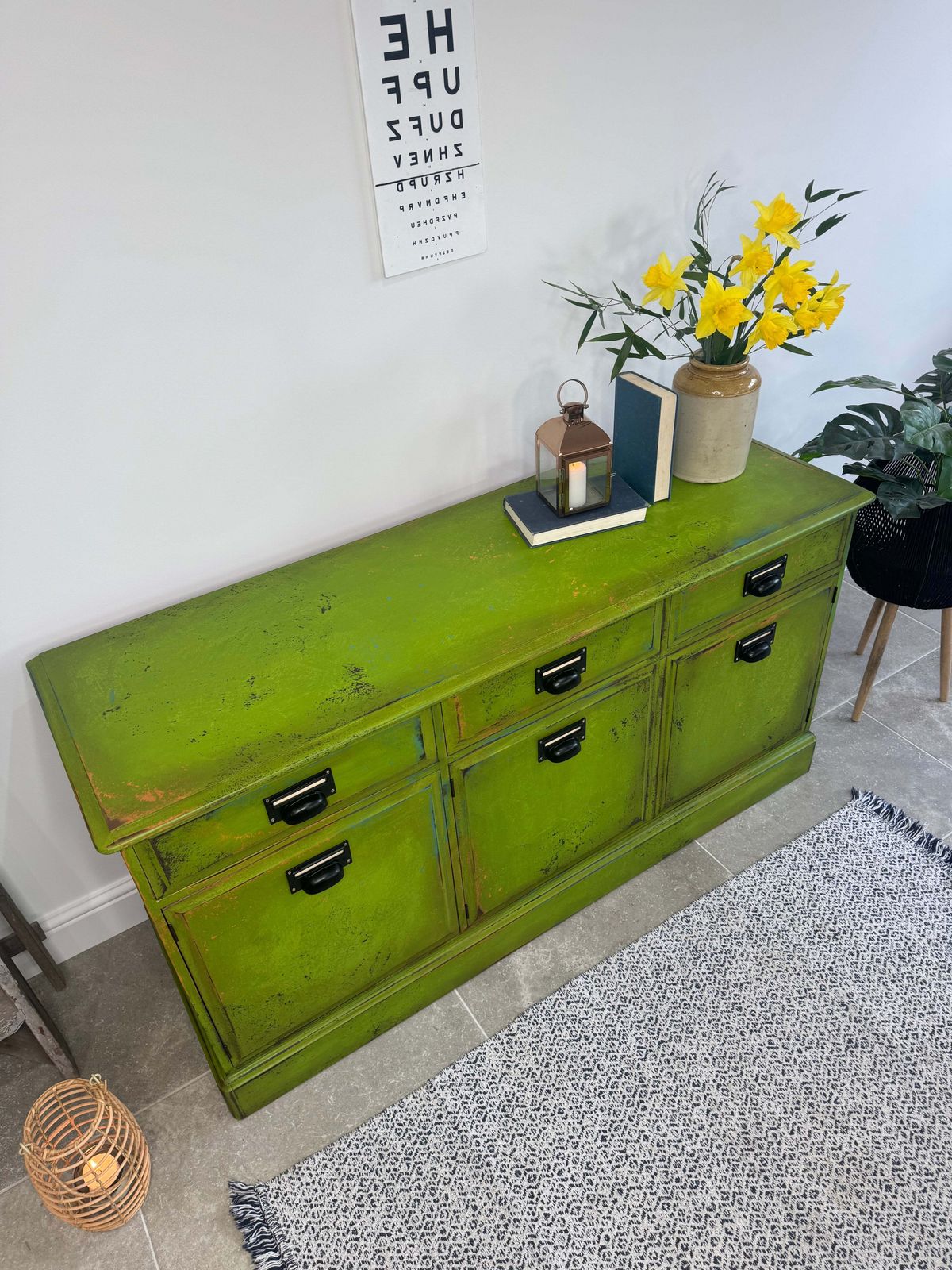 Furniture Vintage Industrial Style Colourful Green Stag Sideboard photo