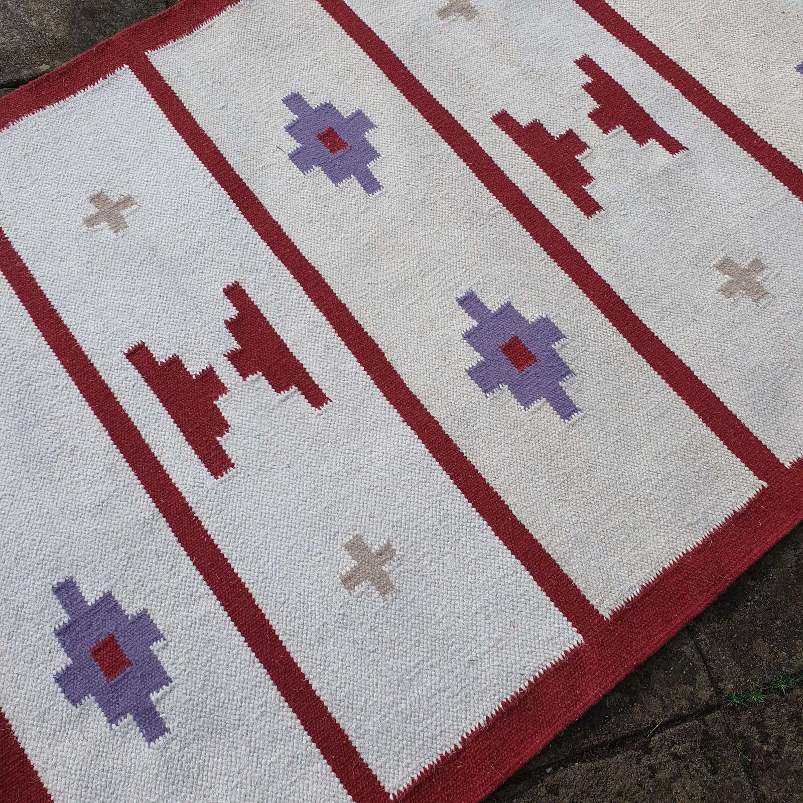 A Traditional Swedish Flatweave Rug Dating From The 1960s. photo vintage