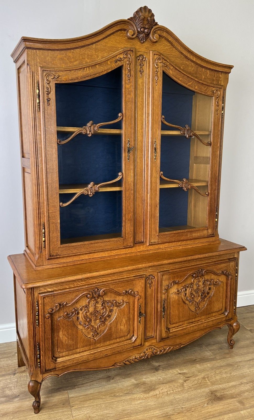 Bookcase Vintage French Louis XIV Style Oak Display Cabinet Sideboard Lot 4890 photo furniture