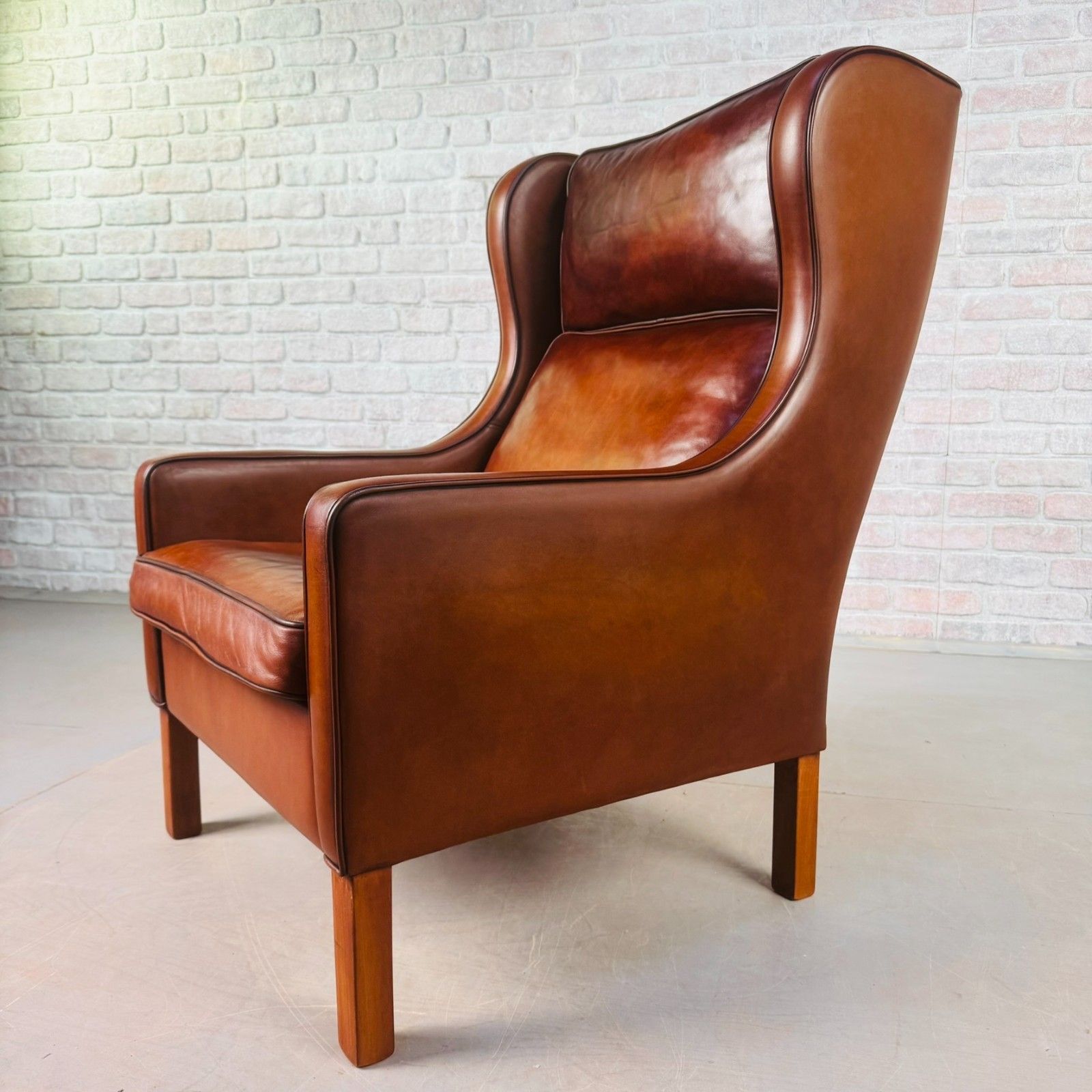Vintage Danish 1970s High Back Dark Tan Leather Armchair photo 1073.0
