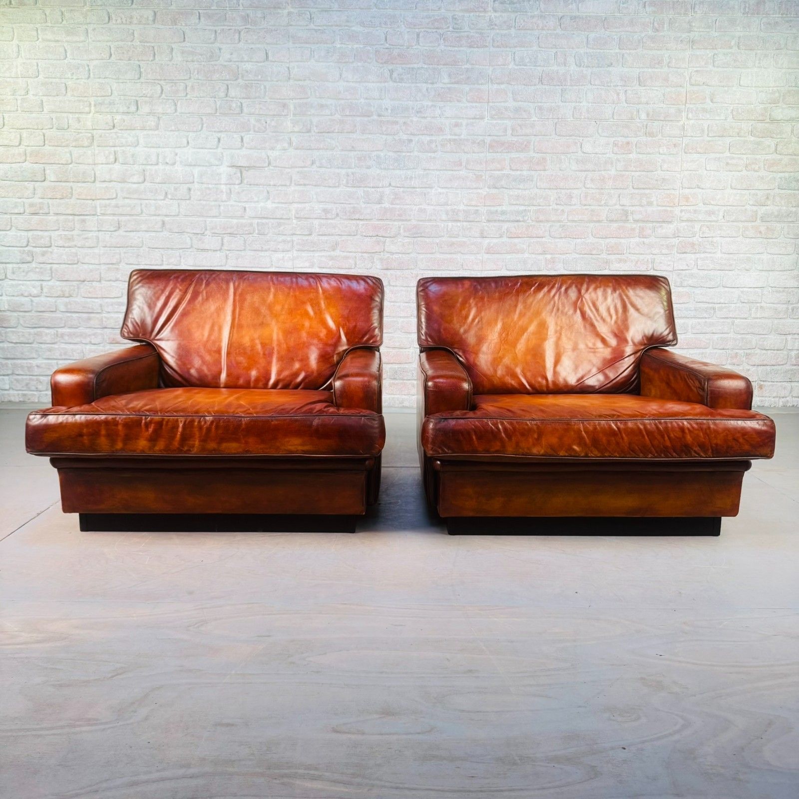 Pair Of Arne Norell Swedish Tan Leather Lounge Chairs photo Furniture