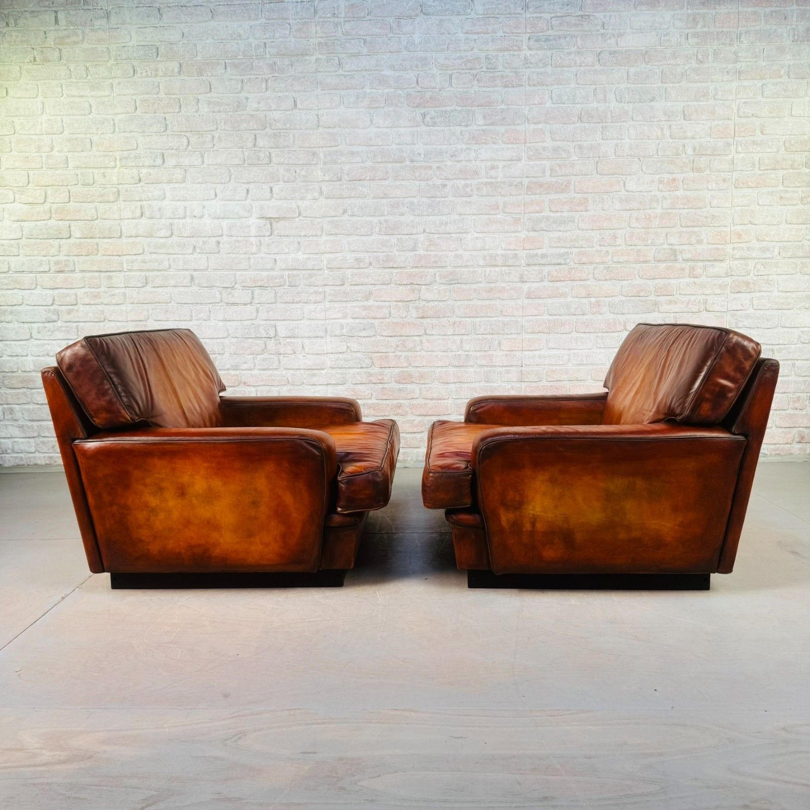 Pair Of Arne Norell Swedish Tan Leather Lounge Chairs photo vinterior