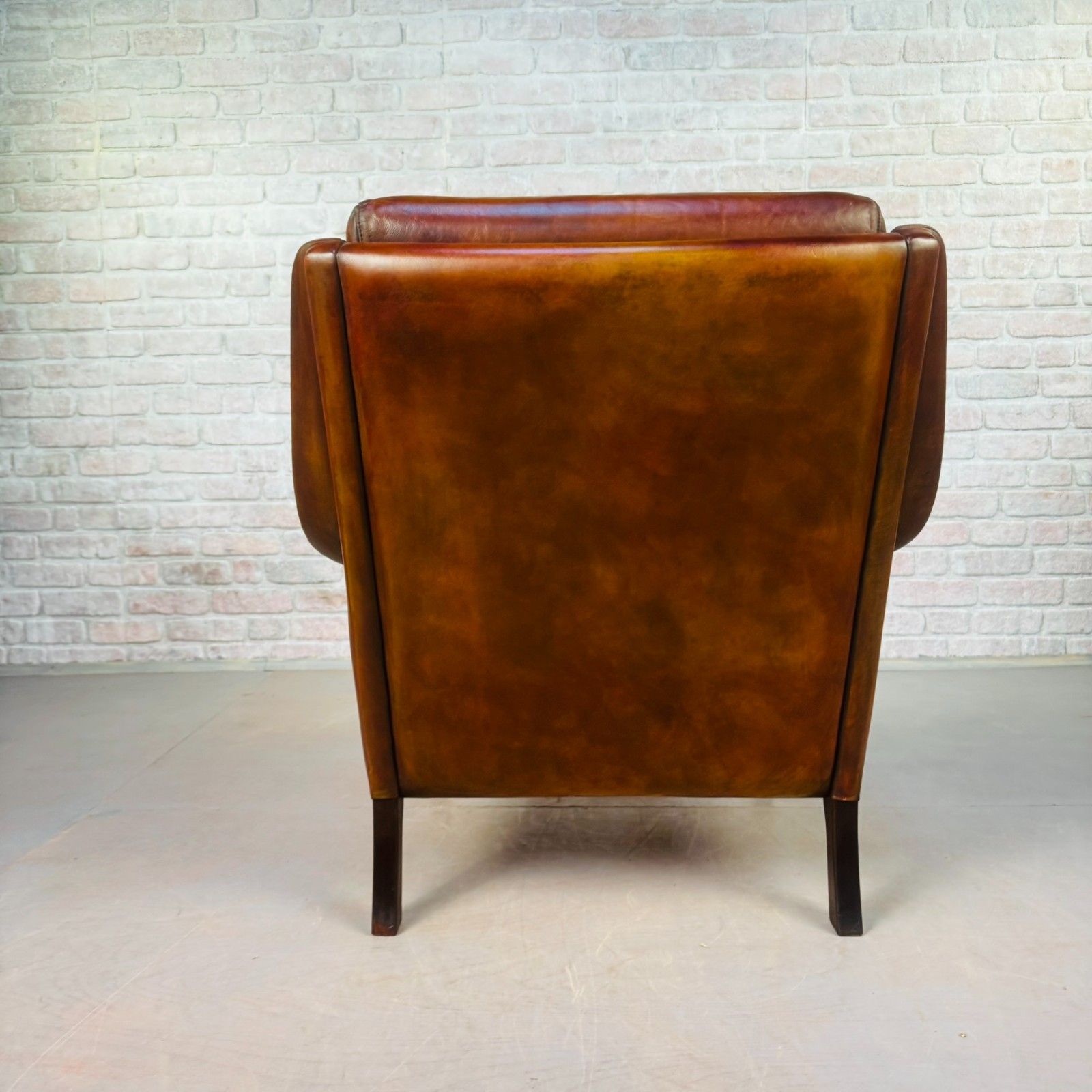 photo buy Vintage 1960s Aage Christiansen High Back Tan Leather Armchair