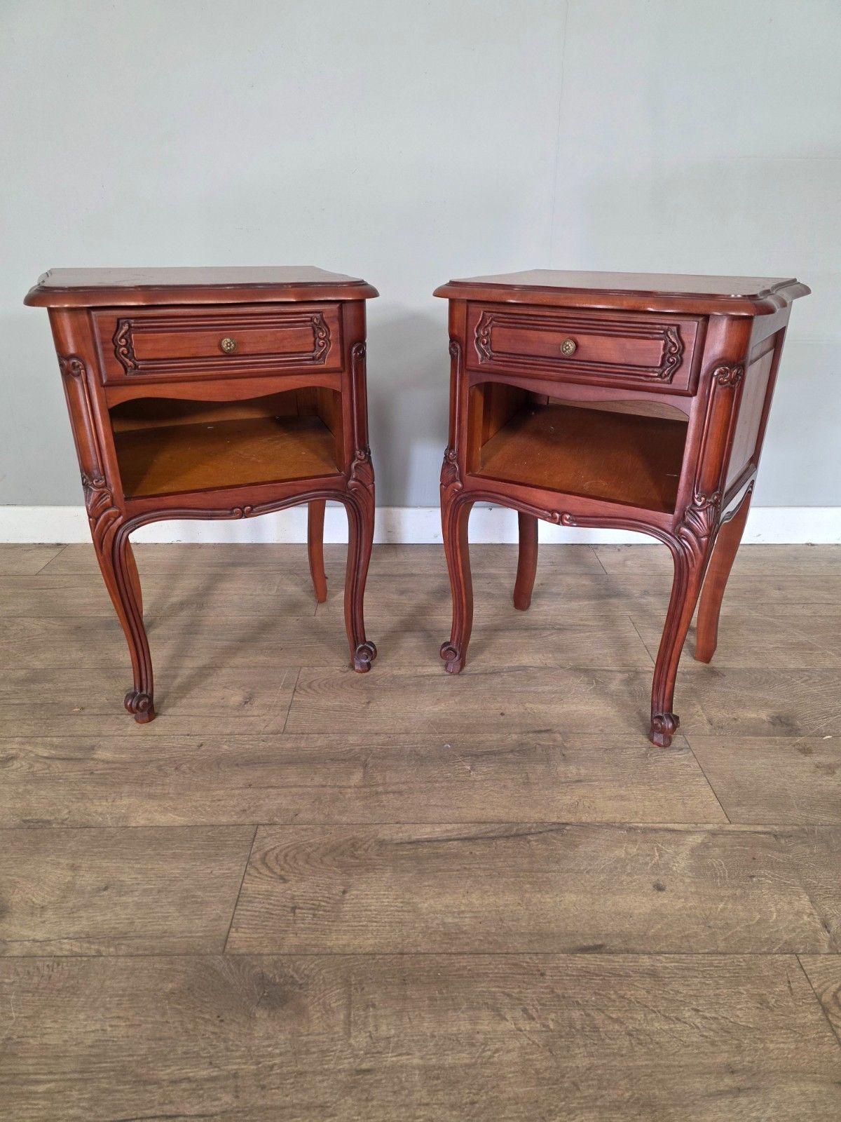 Pair Of Antique French Louis XV Style Bedside Cabinets 1960s
