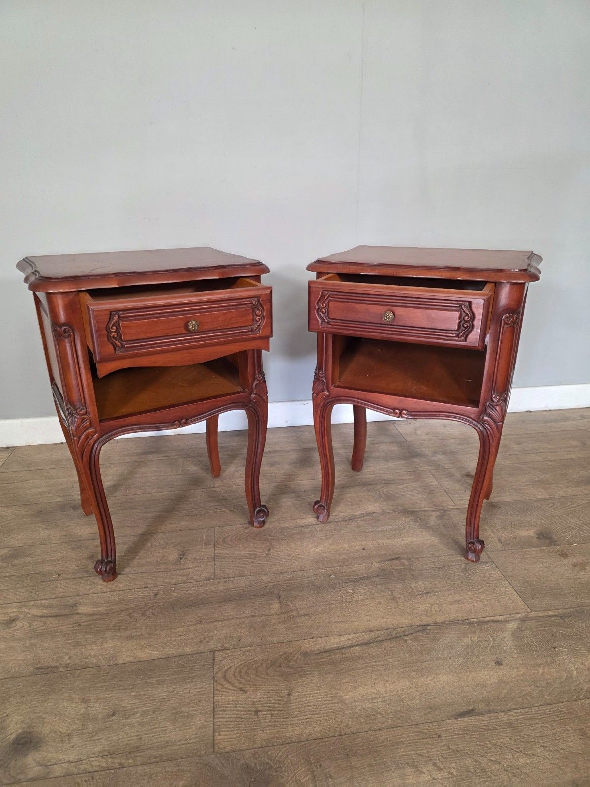 Pair Of Antique French Louis XV Style Bedside Cabinets 1960s photo buy