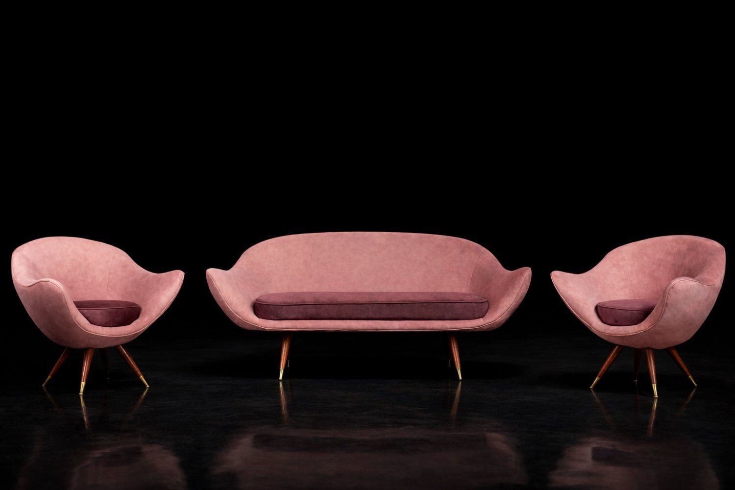Mid Century Modern Space Age Velour Loungeset Van Paged, 1972, Set Van 3