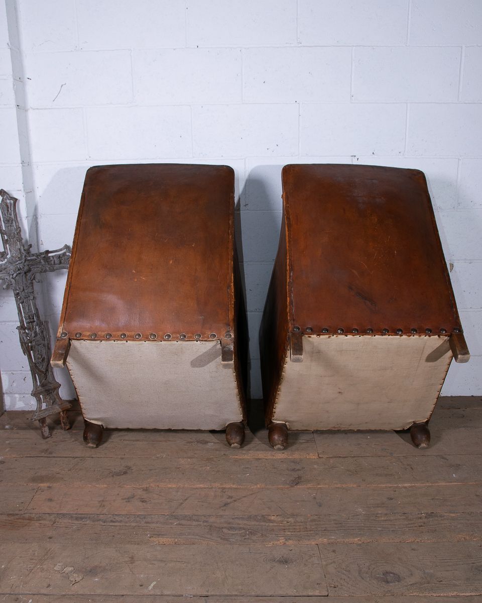 Pair Of Art Deco Leather Club Armchairs photo 2750.0