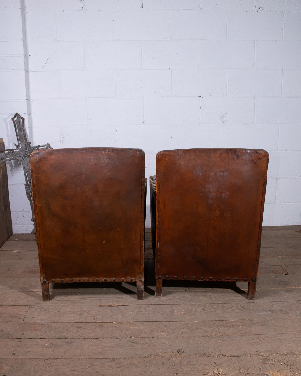 Pair Of Art Deco Leather Club Armchairs photo buy