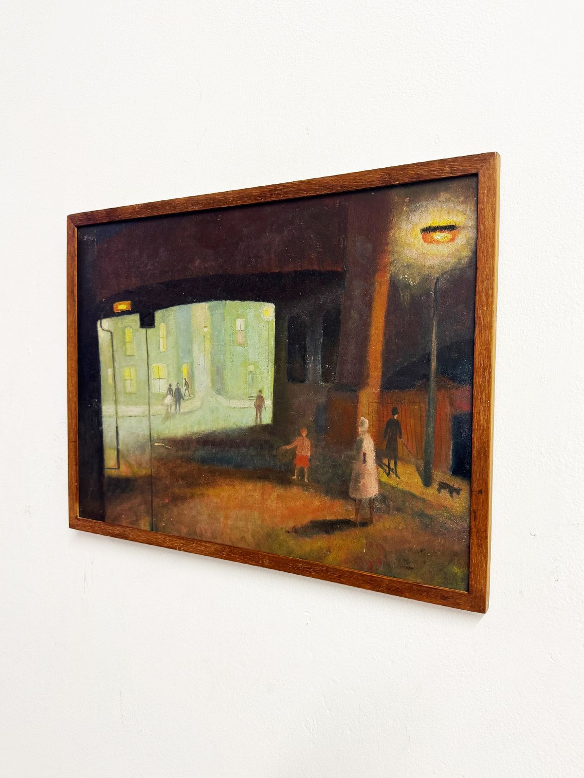 Mabel Alleyne Oil Painting “Between The Lights” Rba Exhibited, London Nocturne Street Scene photo for sale