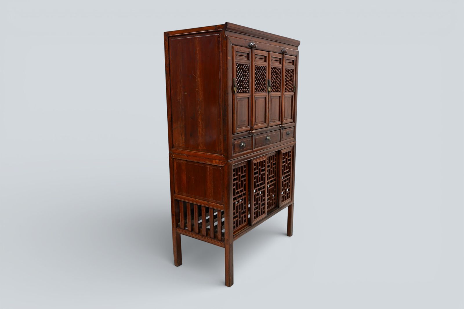 Antique Chinese Lattice Kitchen Cabinet Lower Chicken Coop Red Free Uk Delivery* photo vintage