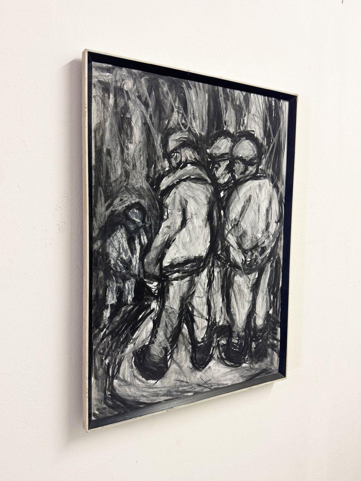 Barry De More, Yorkshire Miners   Vintage Expressive Charcoal Figurative Drawing photo furniture