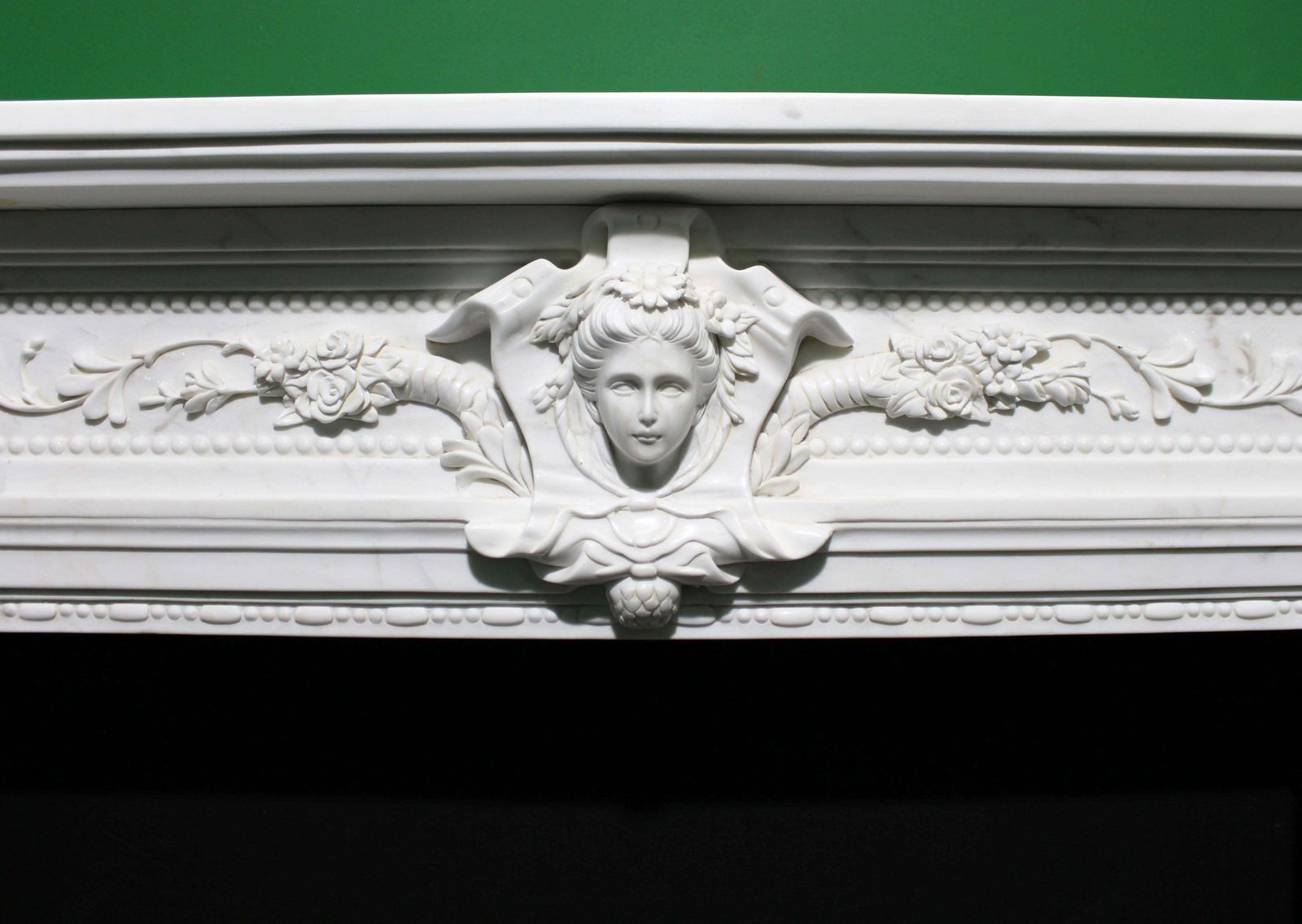 photo for sale Fine Louis XVI Style Carved White Marble Fireplace Surround With Caryatid Figure