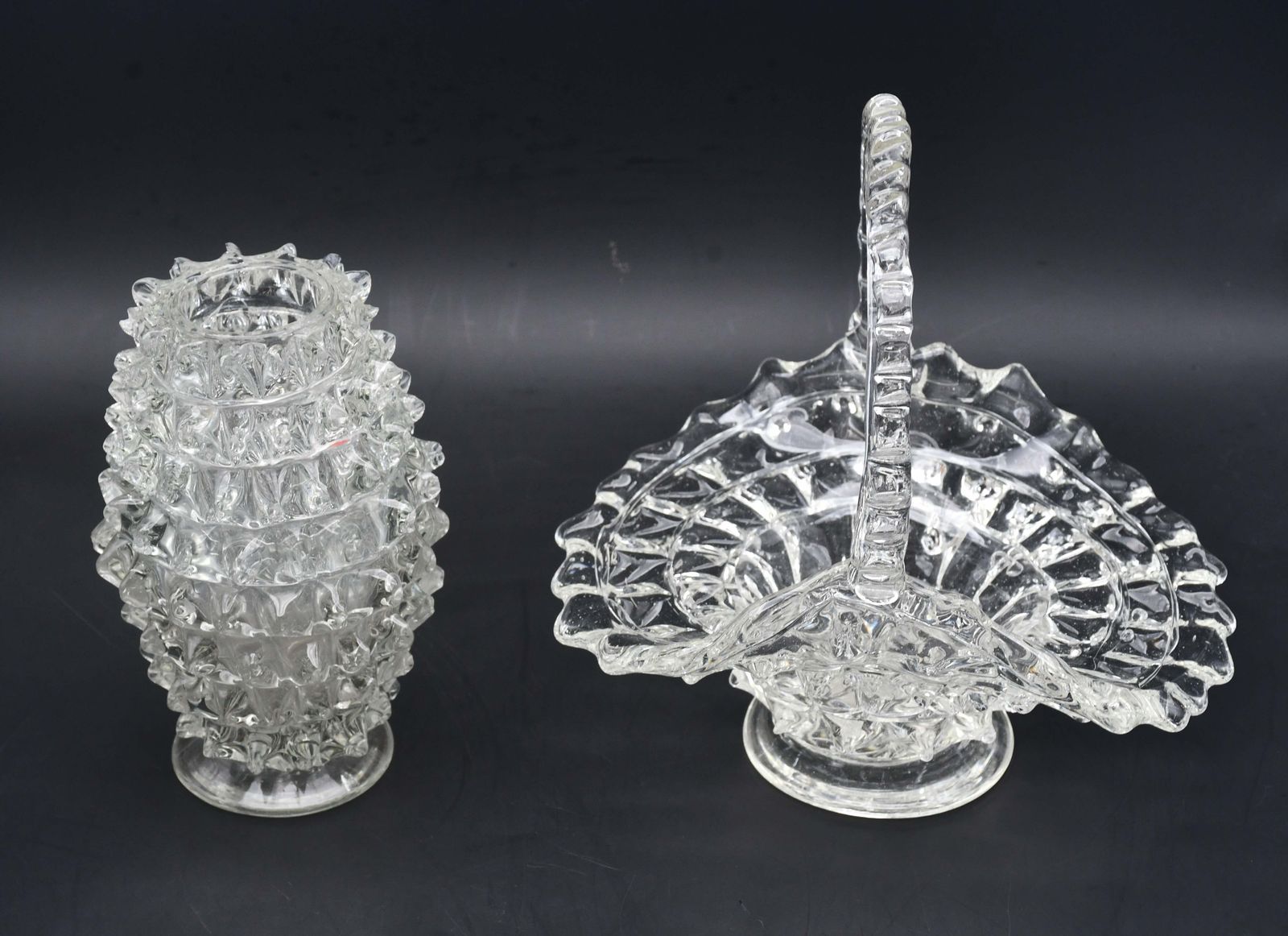 Set Of 2 Ercole Barovier Rostrato Murano Italian Glass Vase For Barovier & Toso photo Home Decor